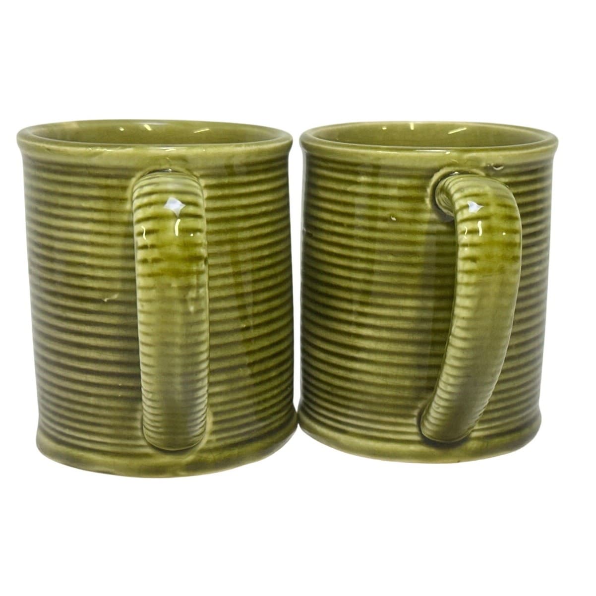 Holt Howard Vintage 1963 Olive Green Retro Pottery Coffee Tea Mugs-Set of 2 - Thumbnail 2