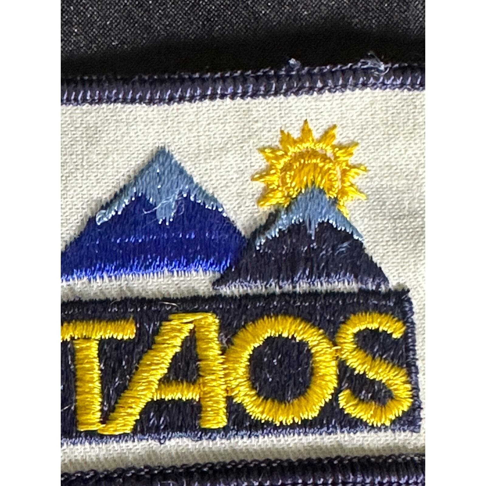 Taos New Mexico Rare Vintage Double Dark Blue Mountain and Sun Woven Patch - Thumbnail 2