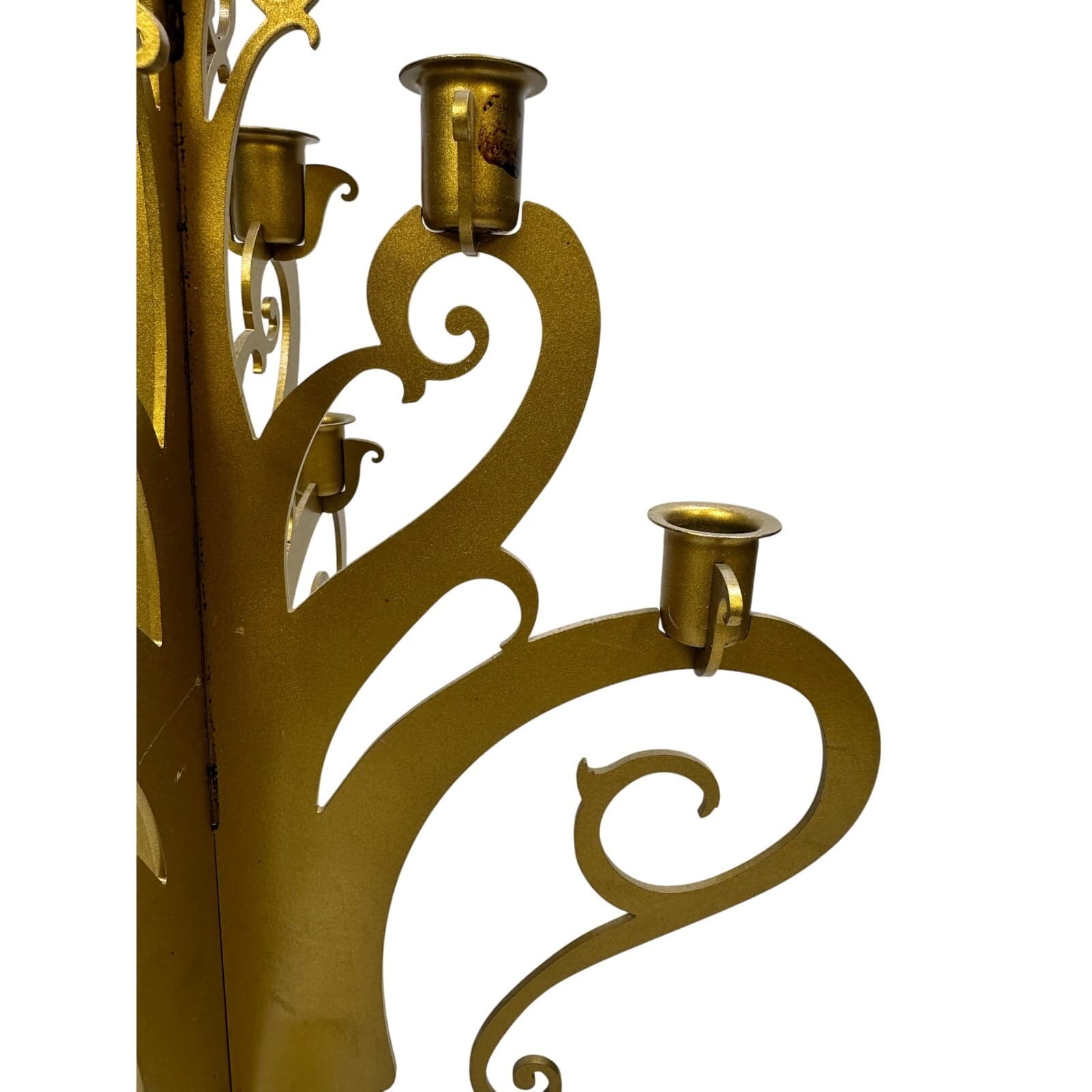 Pair of Vintage Brass Painted Metal Table Chandeliers Candle Obras 21"x 16" - Thumbnail 6