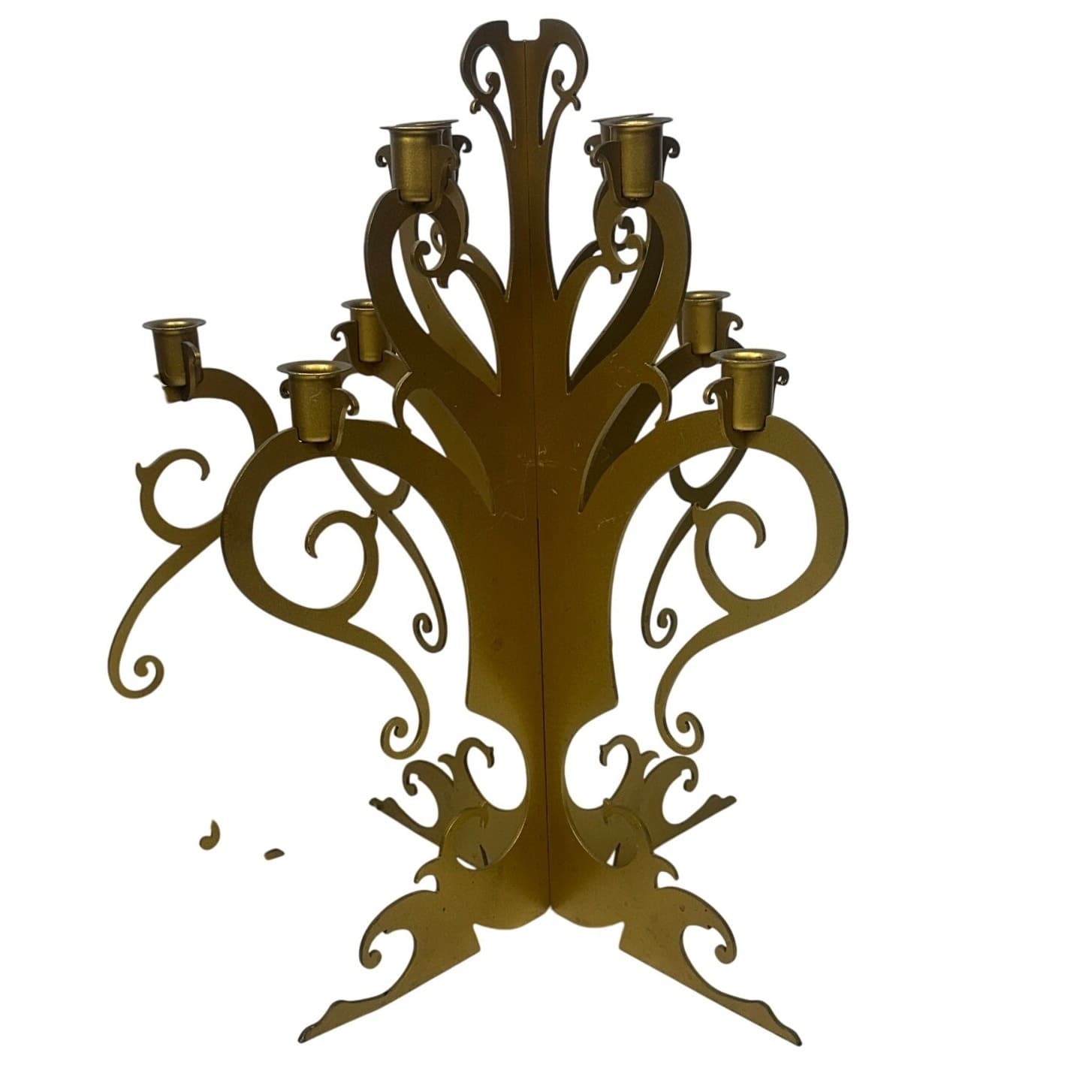 Pair of Vintage Brass Painted Metal Table Chandeliers Candle Obras 21"x 16" - Thumbnail 4