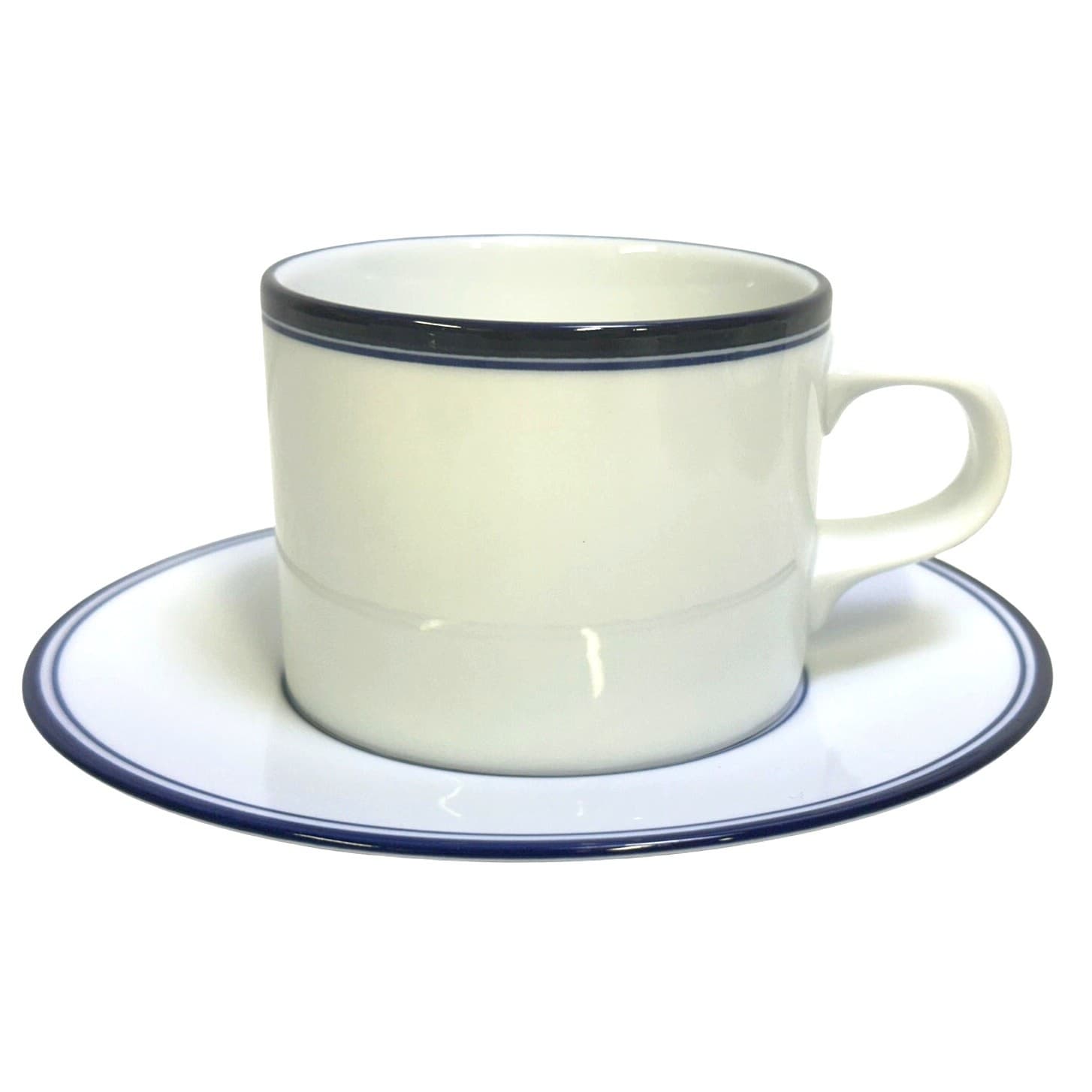 Dansk 'Concerto' Portugal Christianshavn Blue White Flat Cup & Saucer-Set of 4 - Thumbnail 2