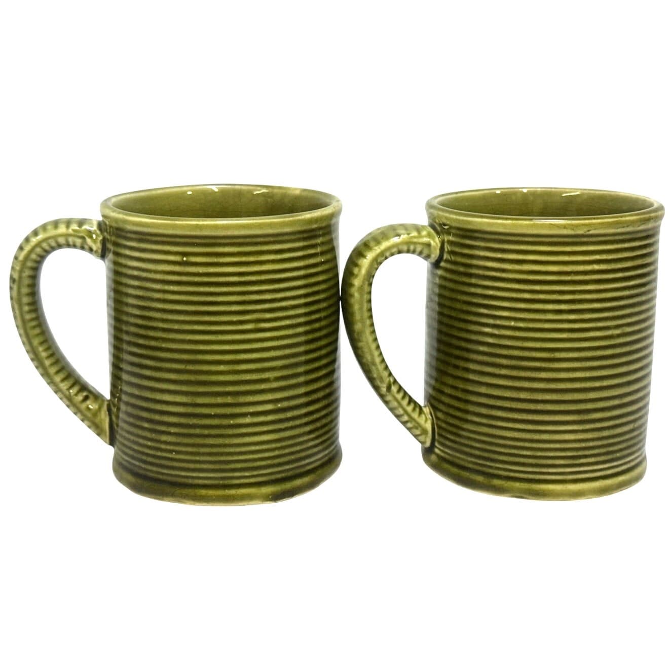 Holt Howard Vintage 1963 Olive Green Retro Pottery Coffee Tea Mugs-Set of 2 - Thumbnail 3