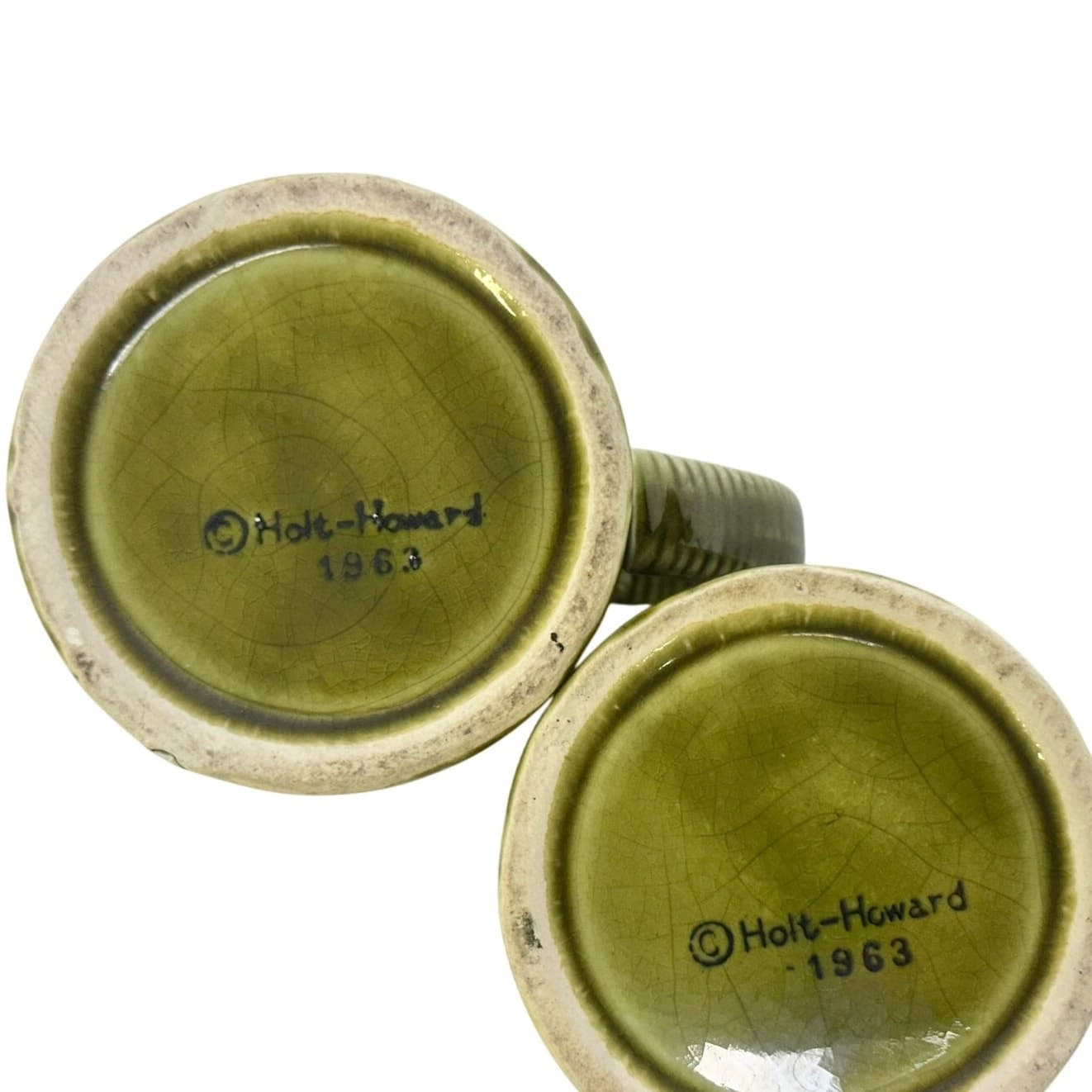 Holt Howard Vintage 1963 Olive Green Retro Pottery Coffee Tea Mugs-Set of 2 - Thumbnail 5