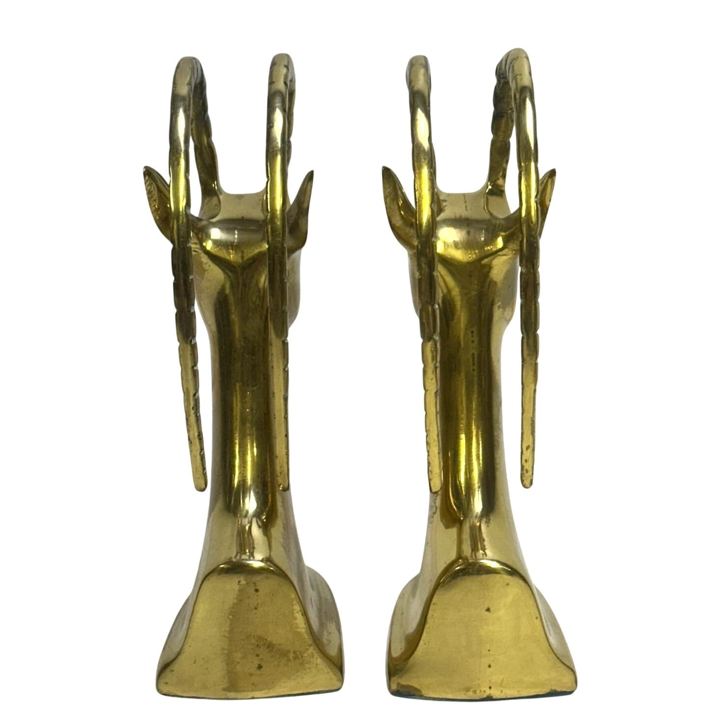 Solid Brass Vintage Korea 'Antelope' 'Gazelle' Head Heavy 7.5" Bookends-Set of 2 - Thumbnail 4
