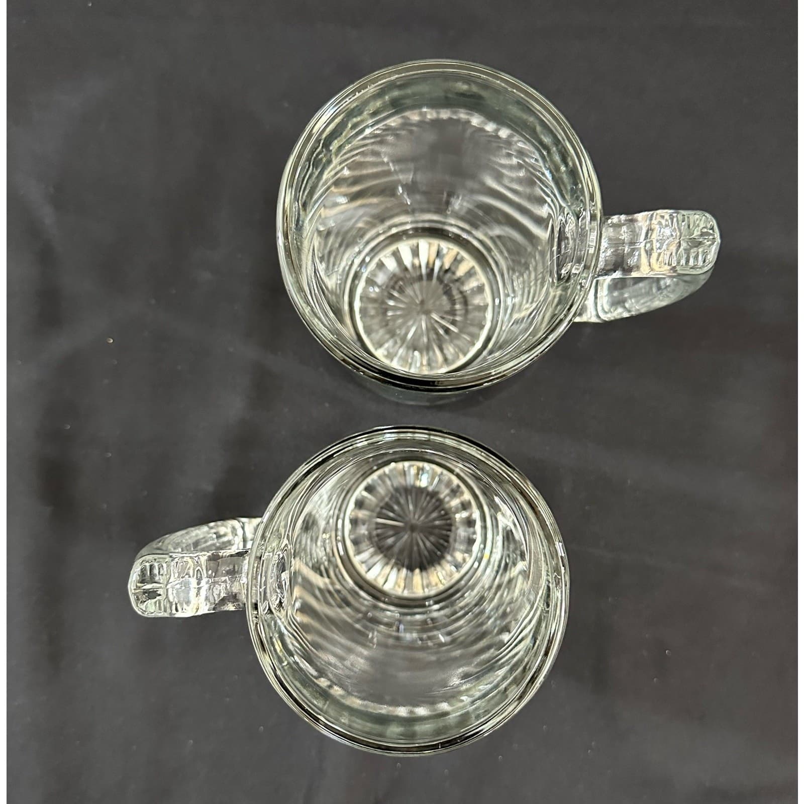 Pair of Heavy Clear Glass Beer Mugs Steins 7" Tall Set of 2 Vintage - Thumbnail 8