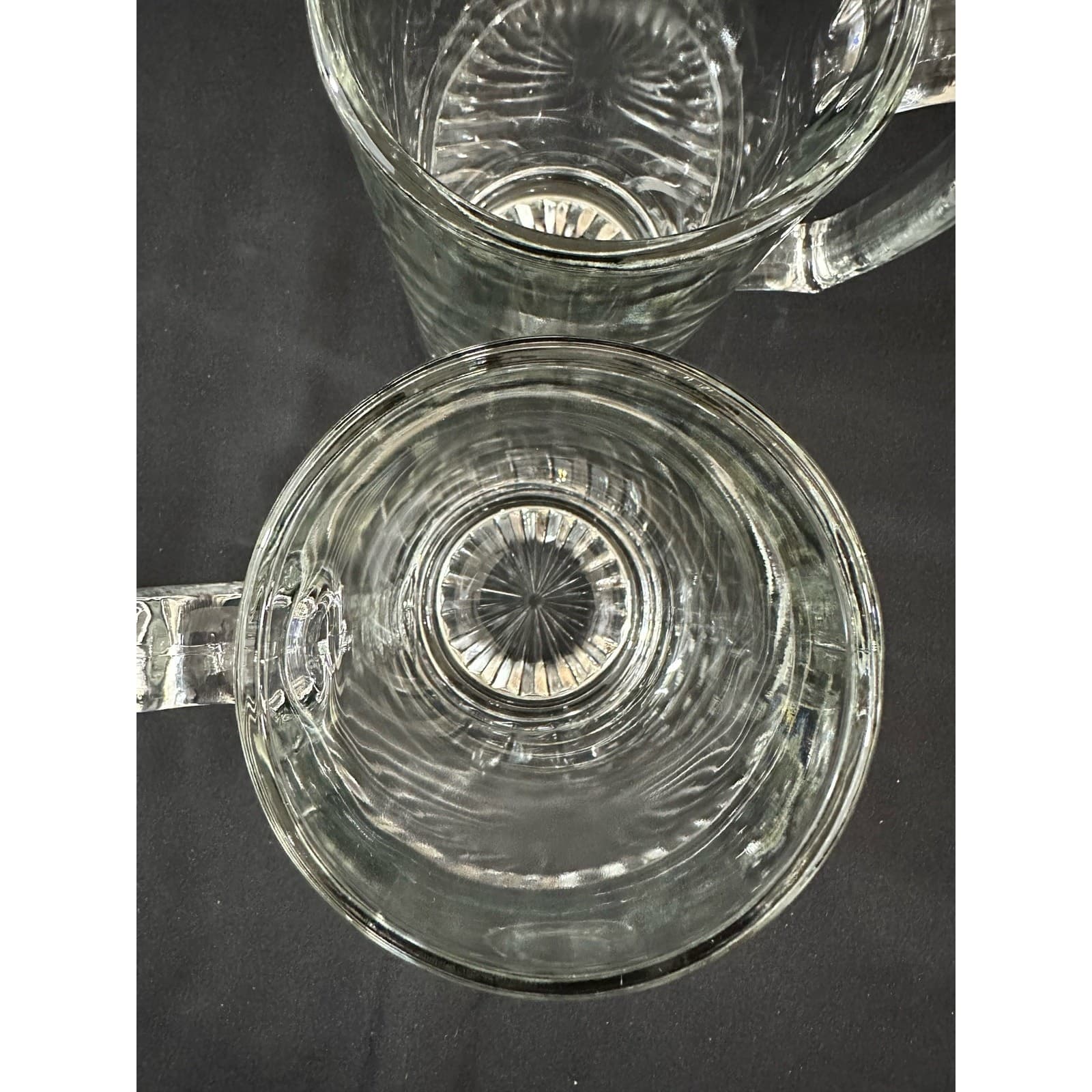 Pair of Heavy Clear Glass Beer Mugs Steins 7" Tall Set of 2 Vintage - Thumbnail 9