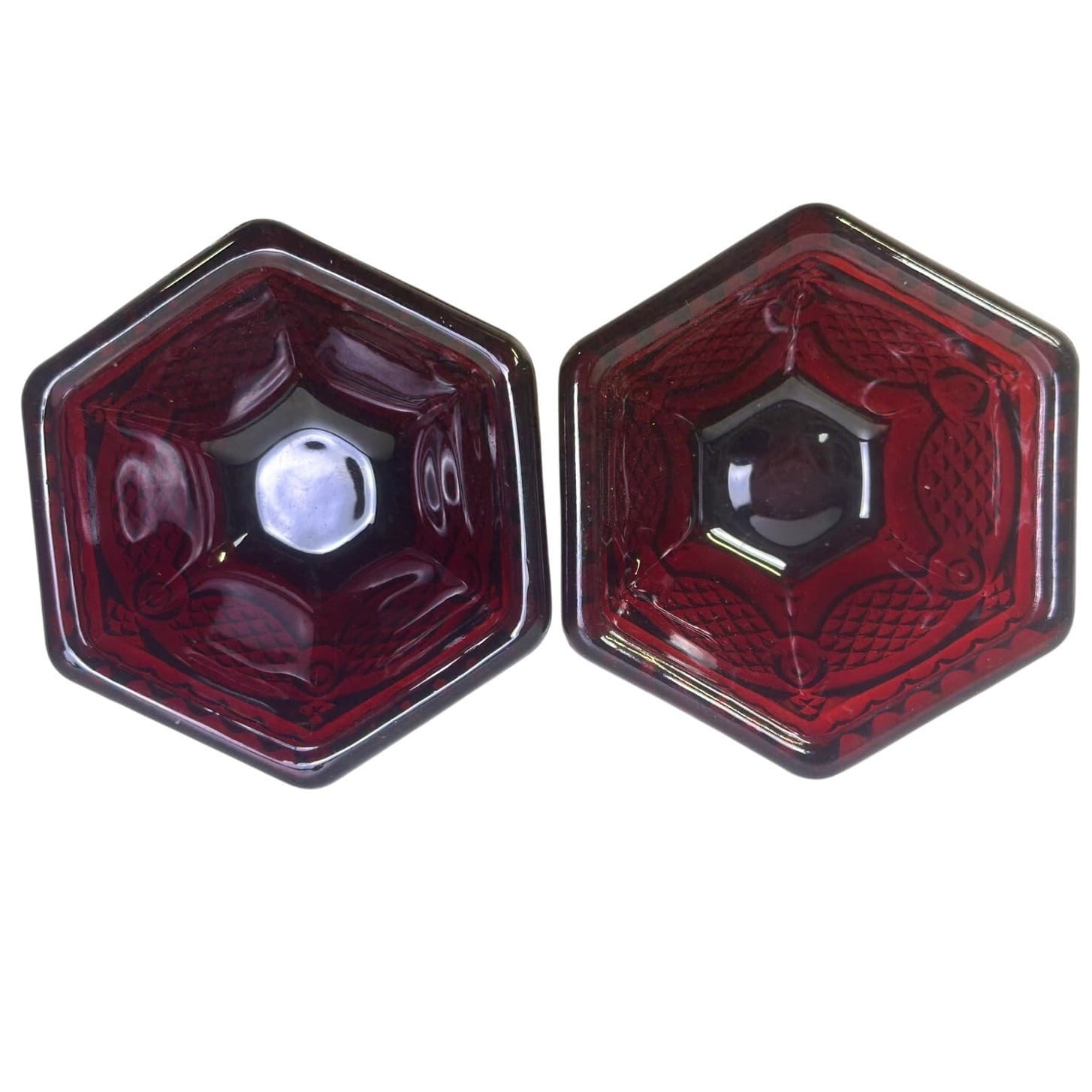 Avon Cape Cod Ruby Red Pair 2-1/2" Candle Holders Vintage - Thumbnail 5