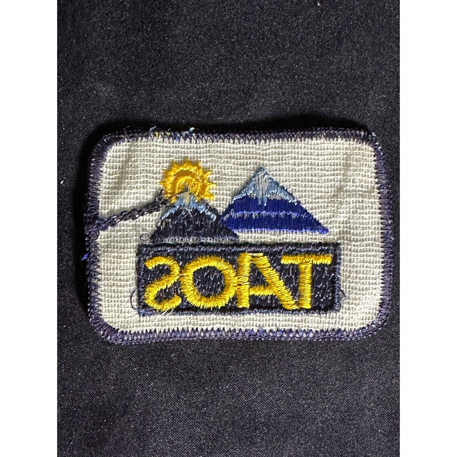 Taos New Mexico Rare Vintage Double Dark Blue Mountain and Sun Woven Patch - Thumbnail 3