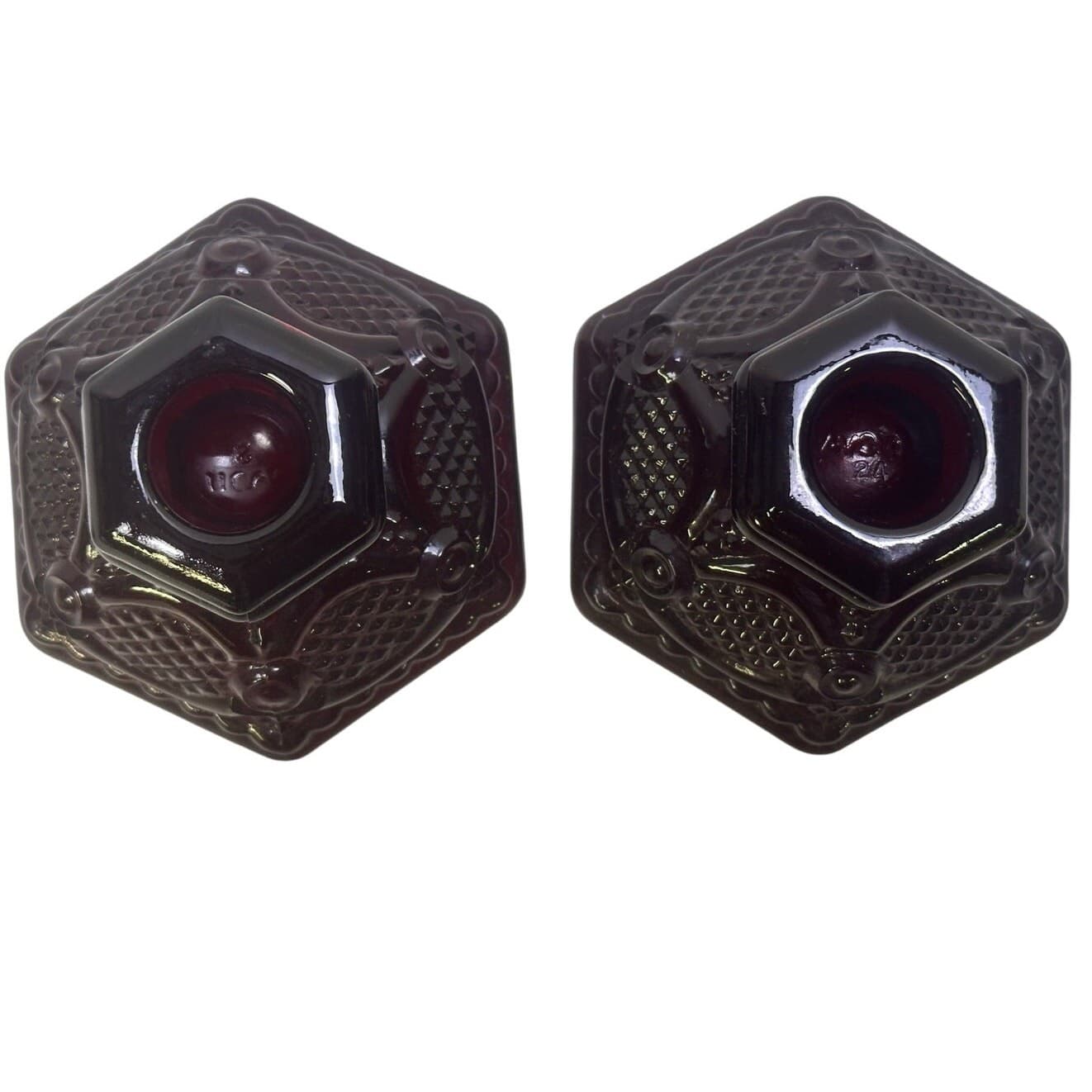 Avon Cape Cod Ruby Red Pair 2-1/2" Candle Holders Vintage - Thumbnail 3
