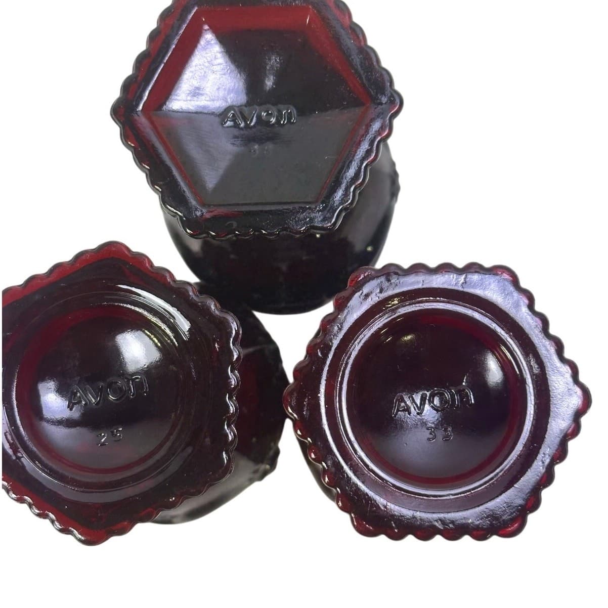 Avon Cape Cod Ruby Red 4-1/2" Sherry Wine Footed Glasses Set of 3 - Thumbnail 4