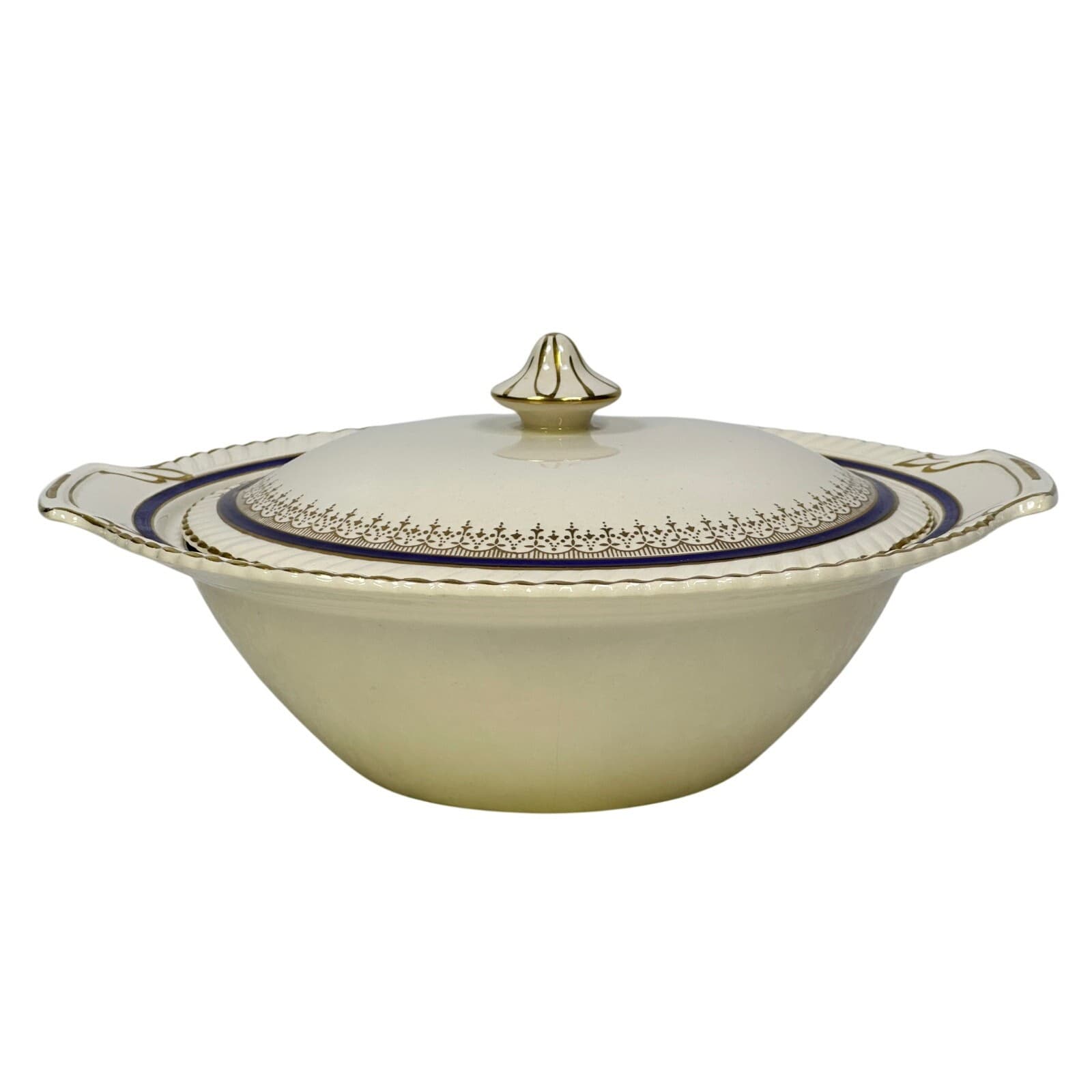 Johnson Bros Retired JB83 Windsor Ware Cobalt Blue/Gold Covered Vegetable Dish - Thumbnail 3