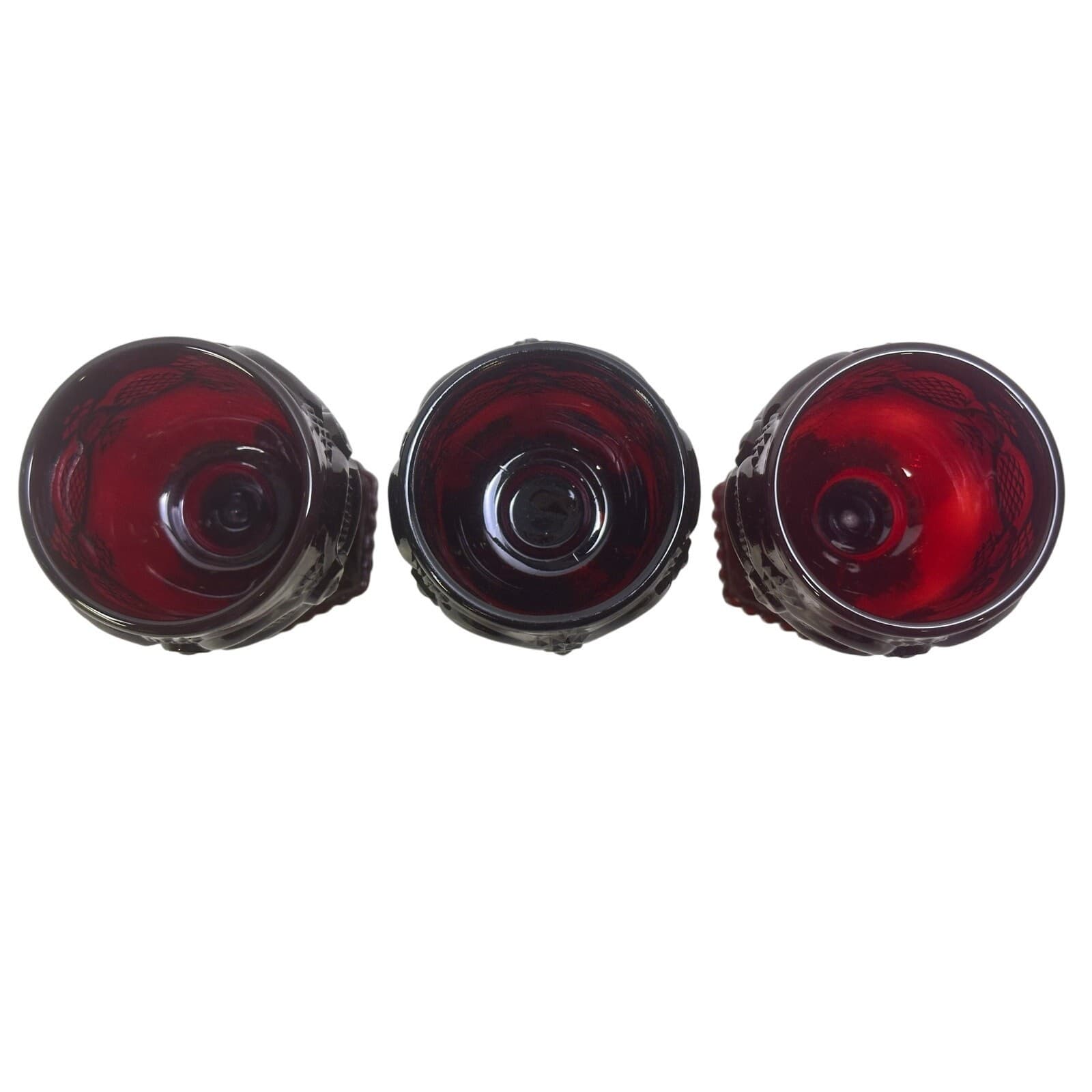 Avon Cape Cod Ruby Red 4-1/2" Sherry Wine Footed Glasses Set of 3 - Thumbnail 3