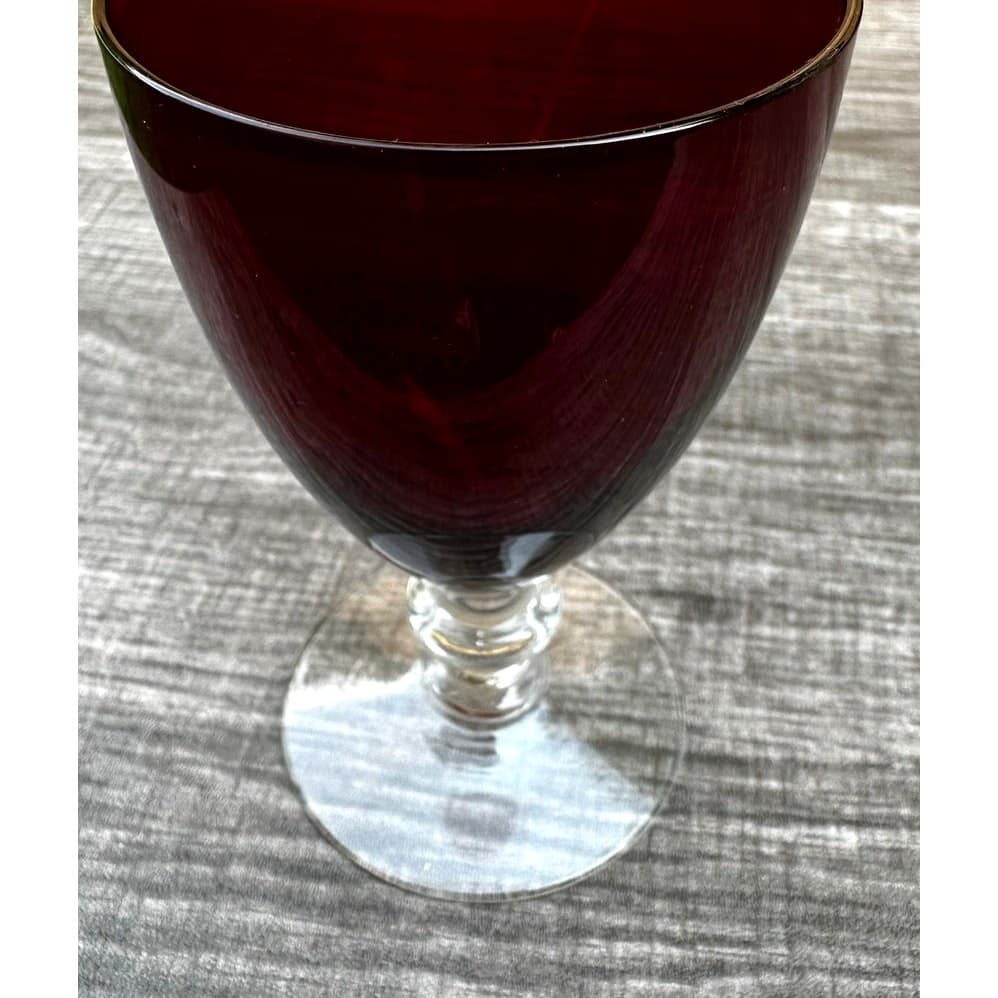 Ruby Red Cordial Liqueur Juice Footed Clear Base Glasses 4.25" Tall-Set of 14 - Thumbnail 4