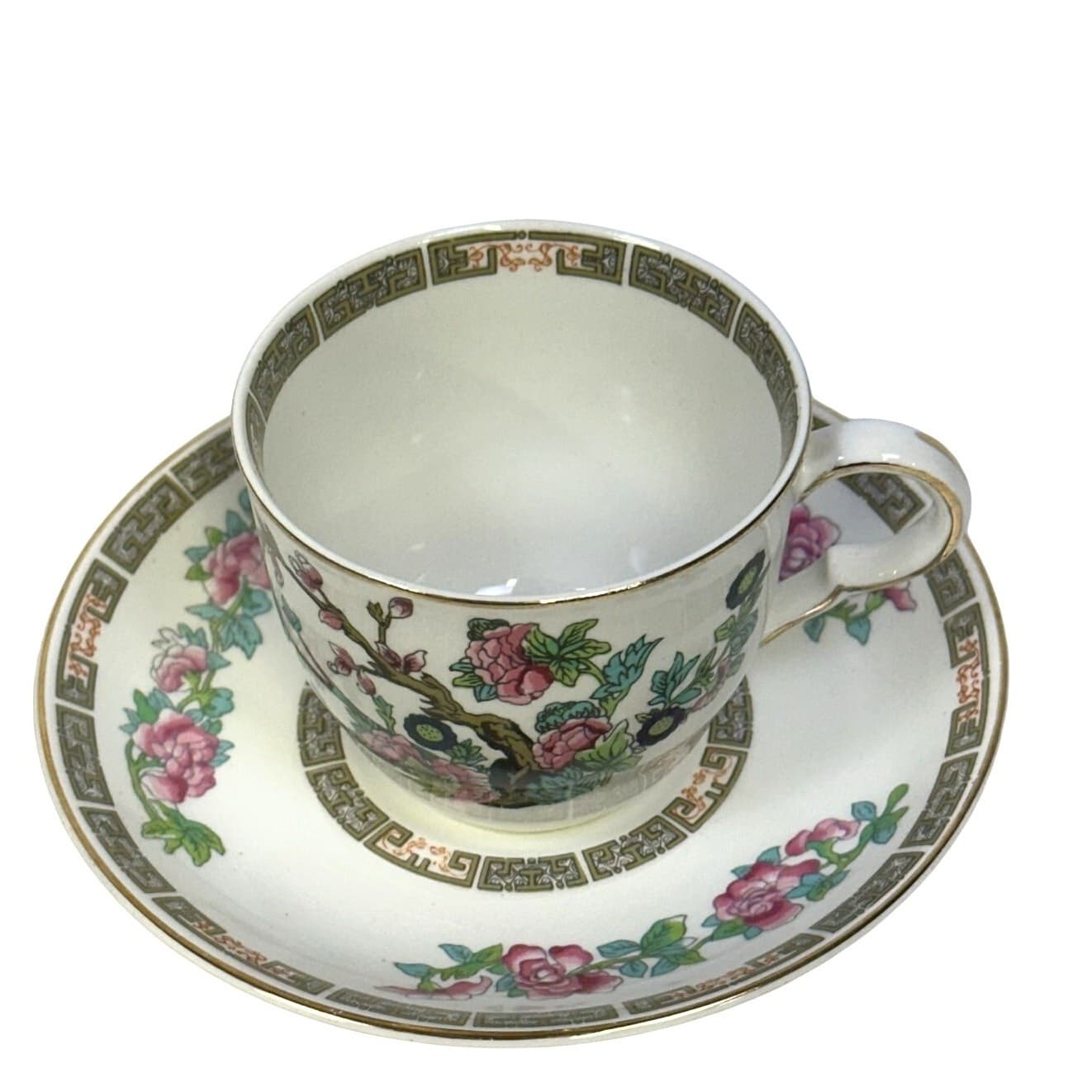 John Maddock & Sons LTD England Vintage 40s 'Indian Tree' Flat Coffee Cup/Saucer - Thumbnail 2