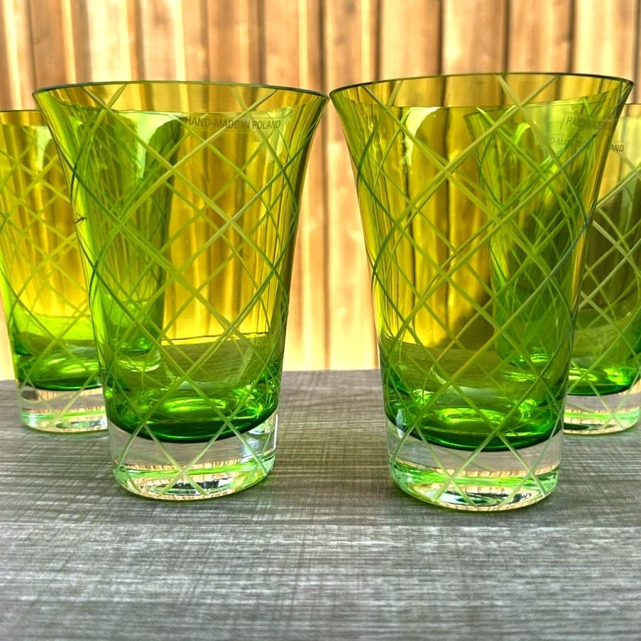 Neiman Marcus Cut-Glass Design Pitcher and Glasses Set-Made in Poland-Rare FInd - Thumbnail 6