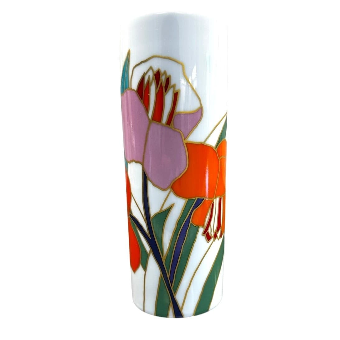 Rosenthal Studio-Linie Vase by Wolf Bauer 1970's Vibrant Poppy Flowers Germany - Thumbnail 2