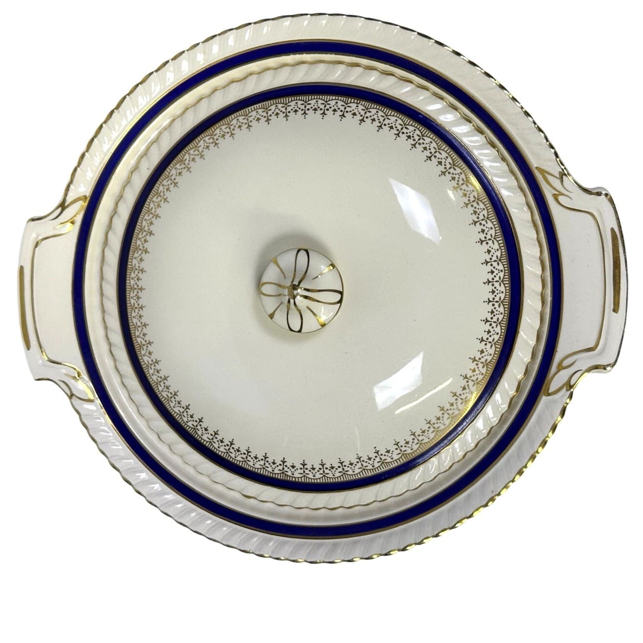 Johnson Bros Retired JB83 Windsor Ware Cobalt Blue/Gold Covered Vegetable Dish - Thumbnail 2