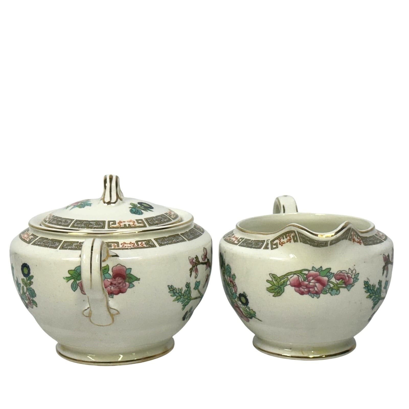 John Maddock & Sons LTD England Vintage 40's 'Indian Tree' Creamer/Sugar Bowl - Thumbnail 2