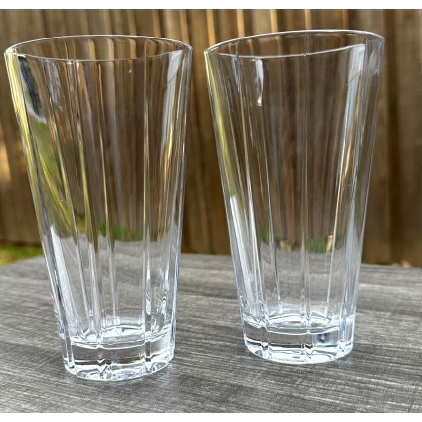 Heavy Geometric Design Crystal 16 oz Coolers Iced Tea Glasses-Stunning-Set of 2 - Thumbnail 5