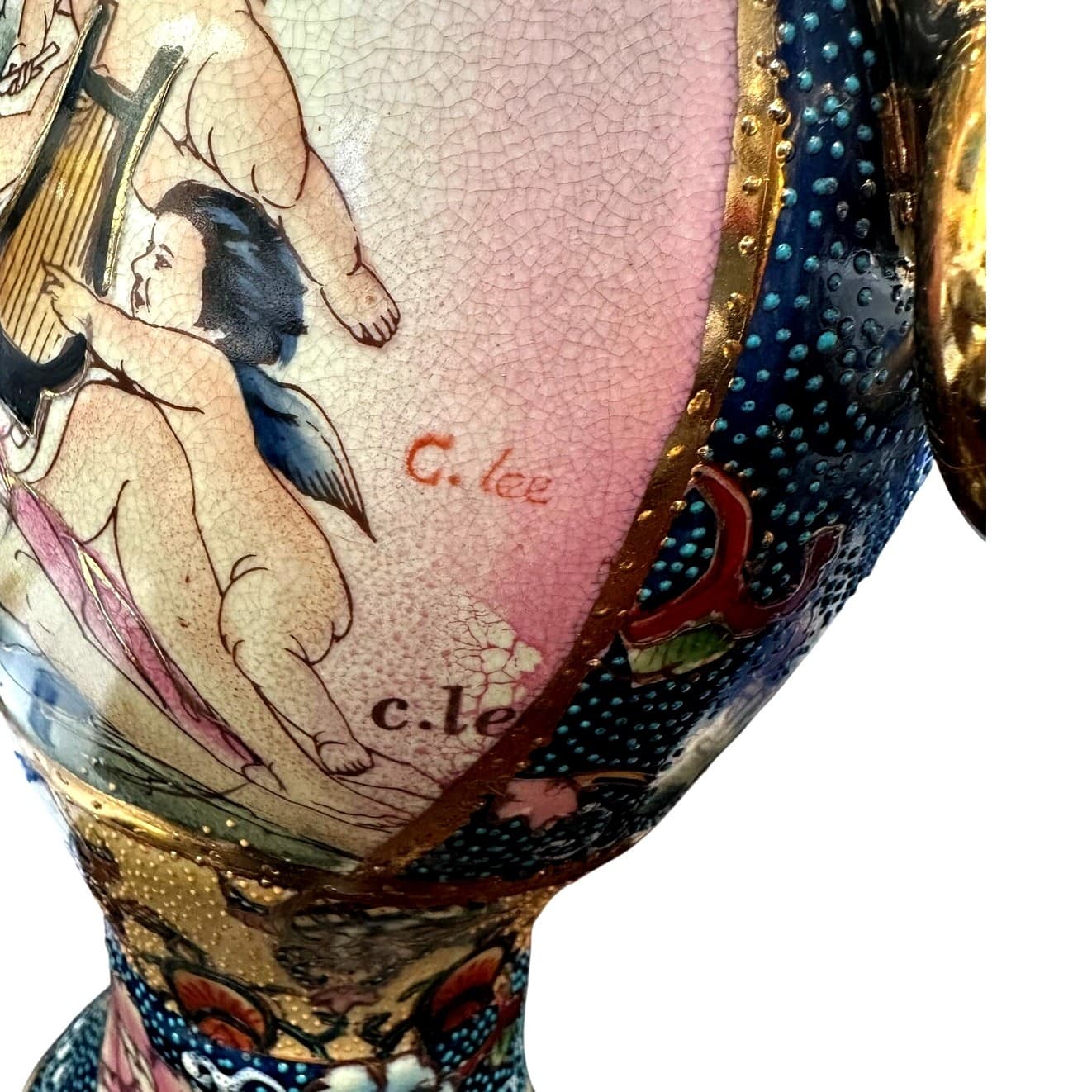 Satsuma Celestial Collection C. Lee Limited Edition Signed 18" Vase/Urn #24/5000 - Thumbnail 4