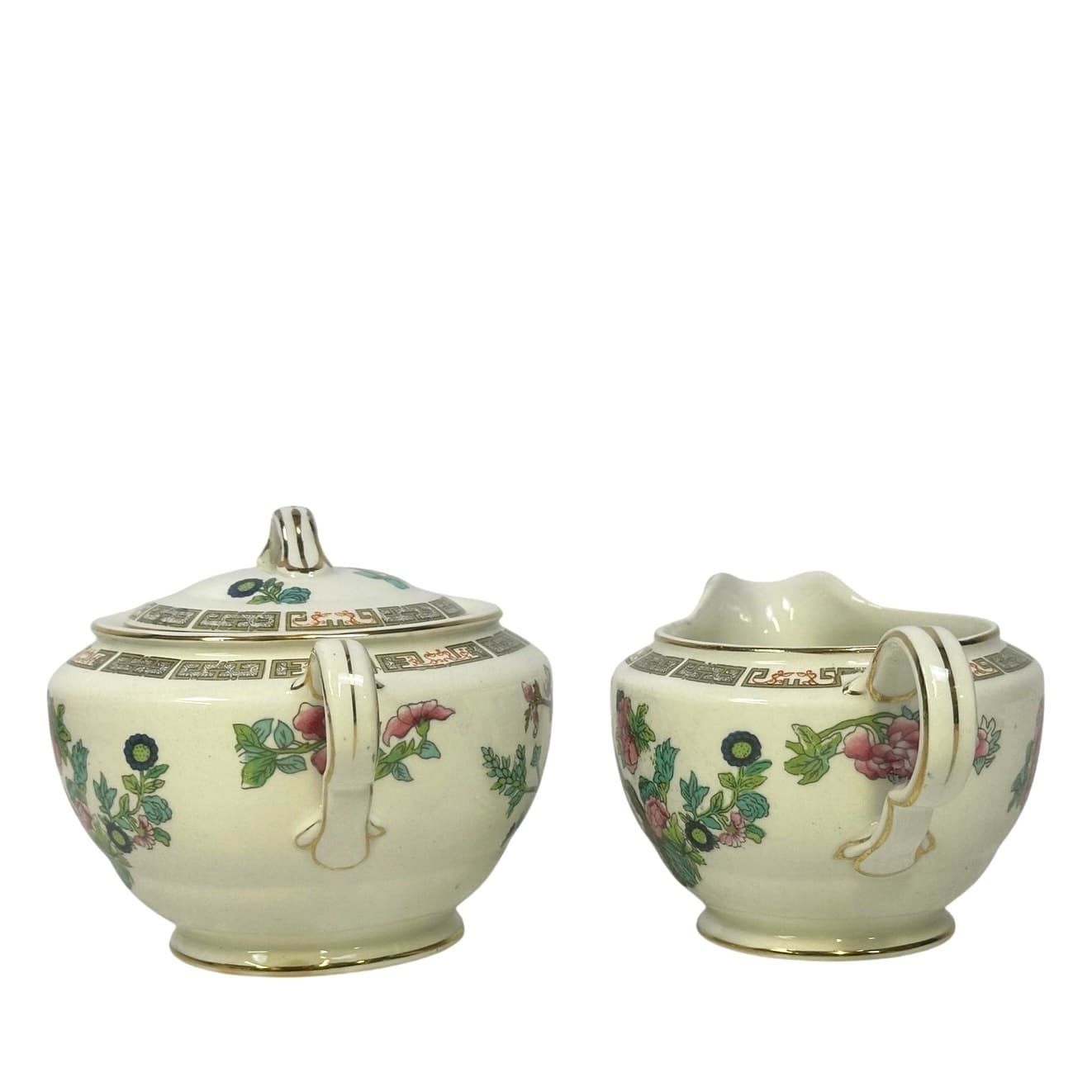 John Maddock & Sons LTD England Vintage 40's 'Indian Tree' Creamer/Sugar Bowl - Thumbnail 4