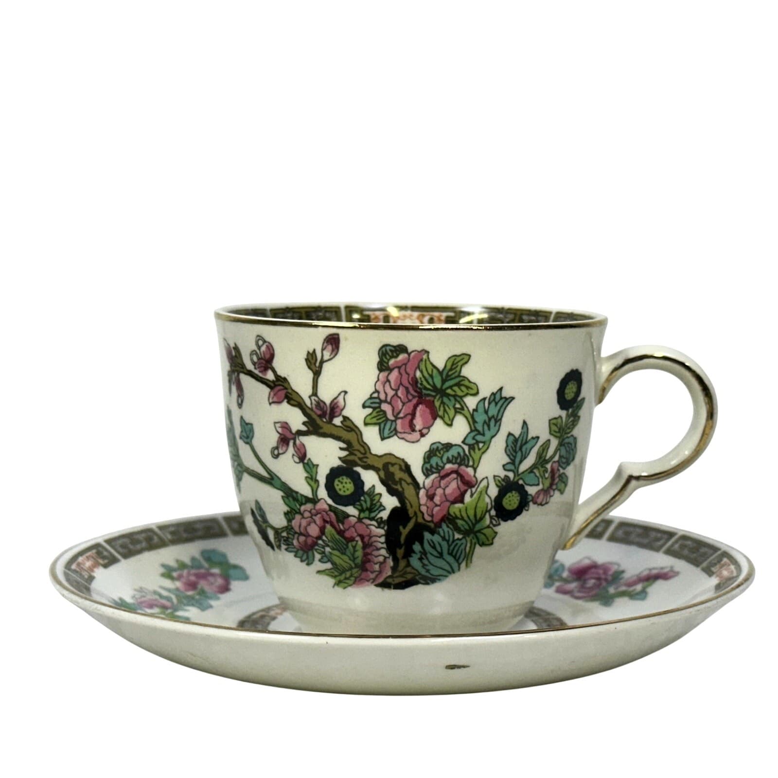 John Maddock & Sons LTD England Vintage 40s 'Indian Tree' Flat Coffee Cup/Saucer