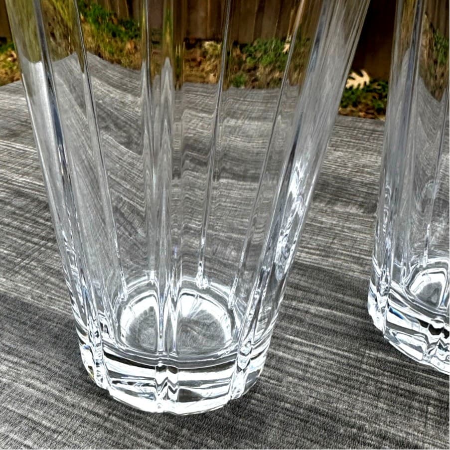 Heavy Geometric Design Crystal 16 oz Coolers Iced Tea Glasses-Stunning-Set of 2 - Thumbnail 7