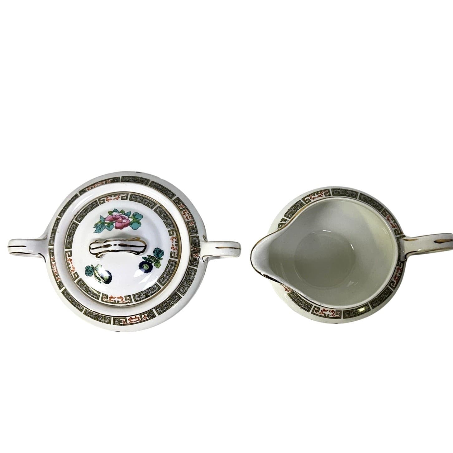 John Maddock & Sons LTD England Vintage 40's 'Indian Tree' Creamer/Sugar Bowl - Thumbnail 5