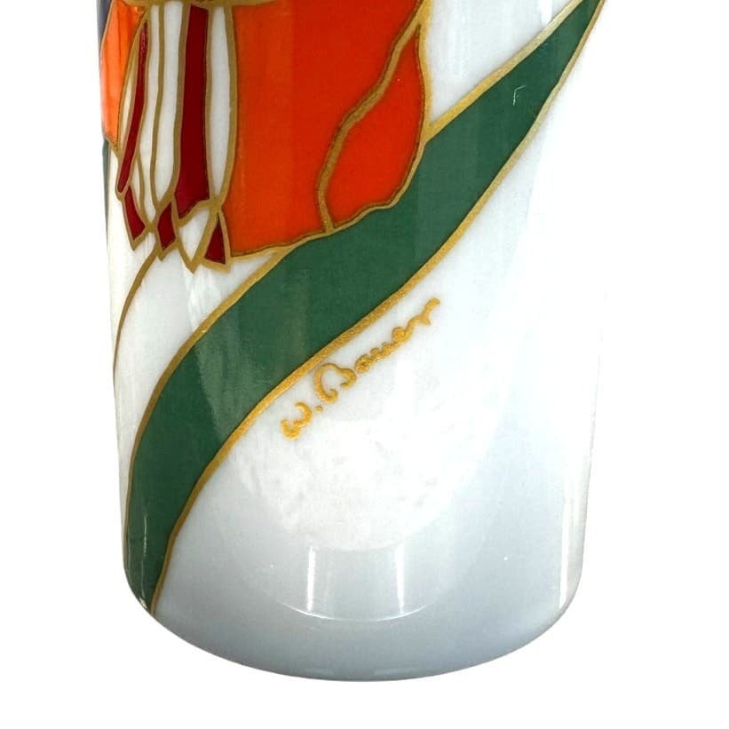 Rosenthal Studio-Linie Vase by Wolf Bauer 1970's Vibrant Poppy Flowers Germany - Thumbnail 5