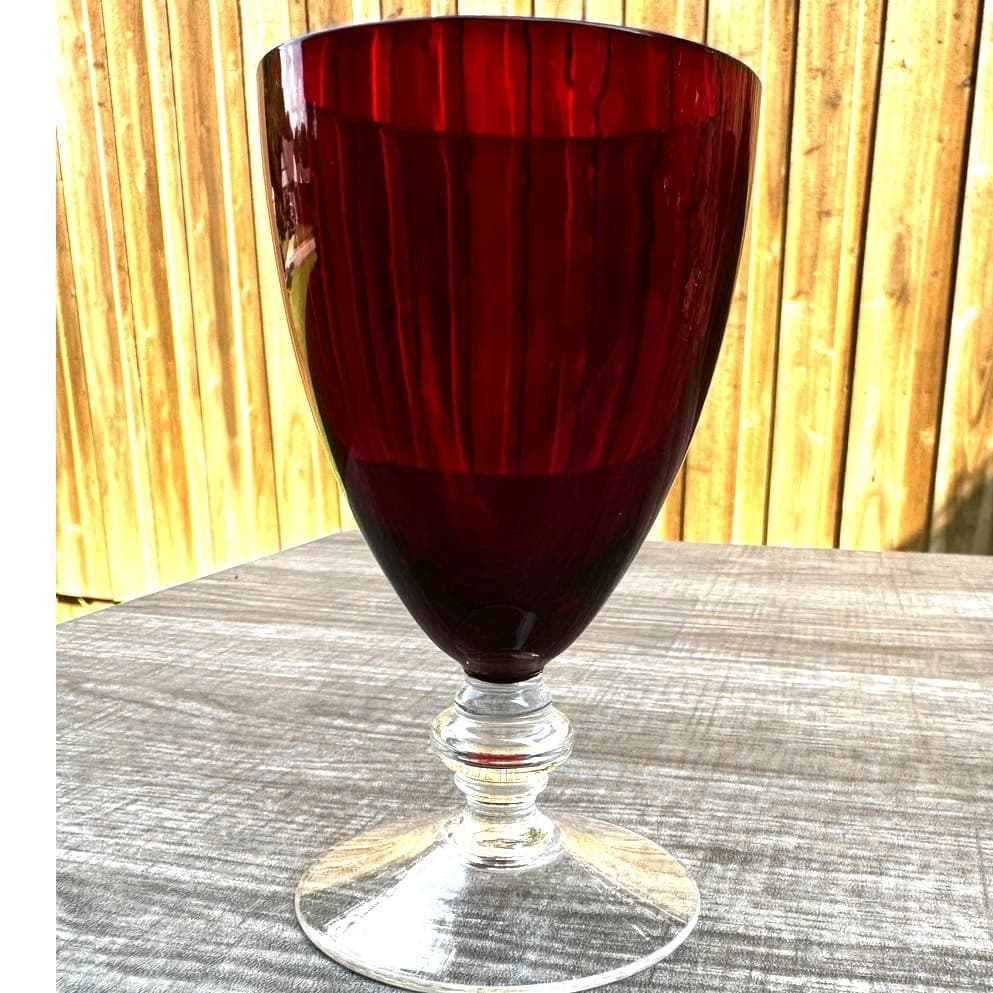 Ruby Red Cordial Liqueur Juice Footed Clear Base Glasses 4.25" Tall-Set of 14 - Thumbnail 2