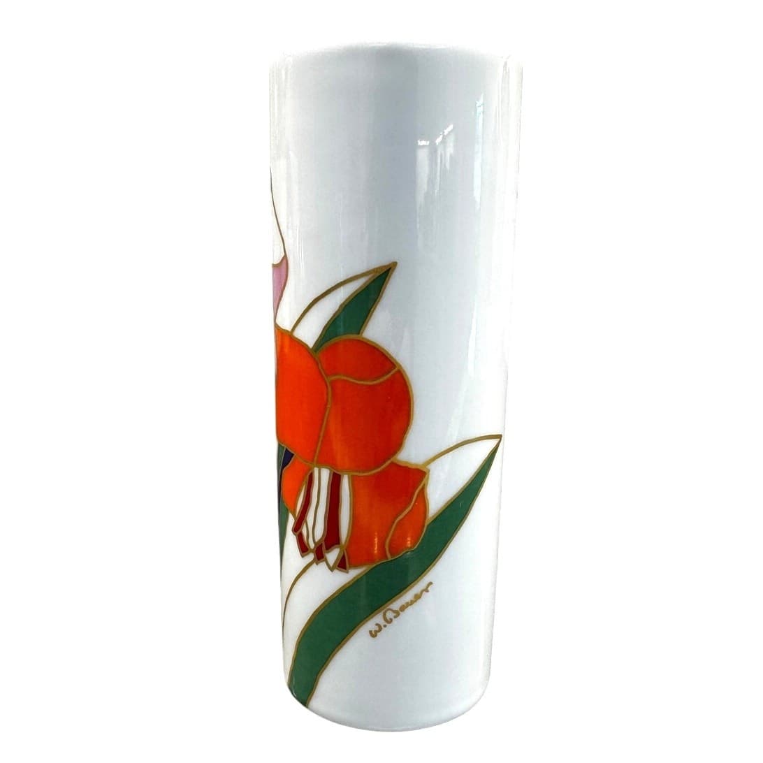 Rosenthal Studio-Linie Vase by Wolf Bauer 1970's Vibrant Poppy Flowers Germany - Thumbnail 3