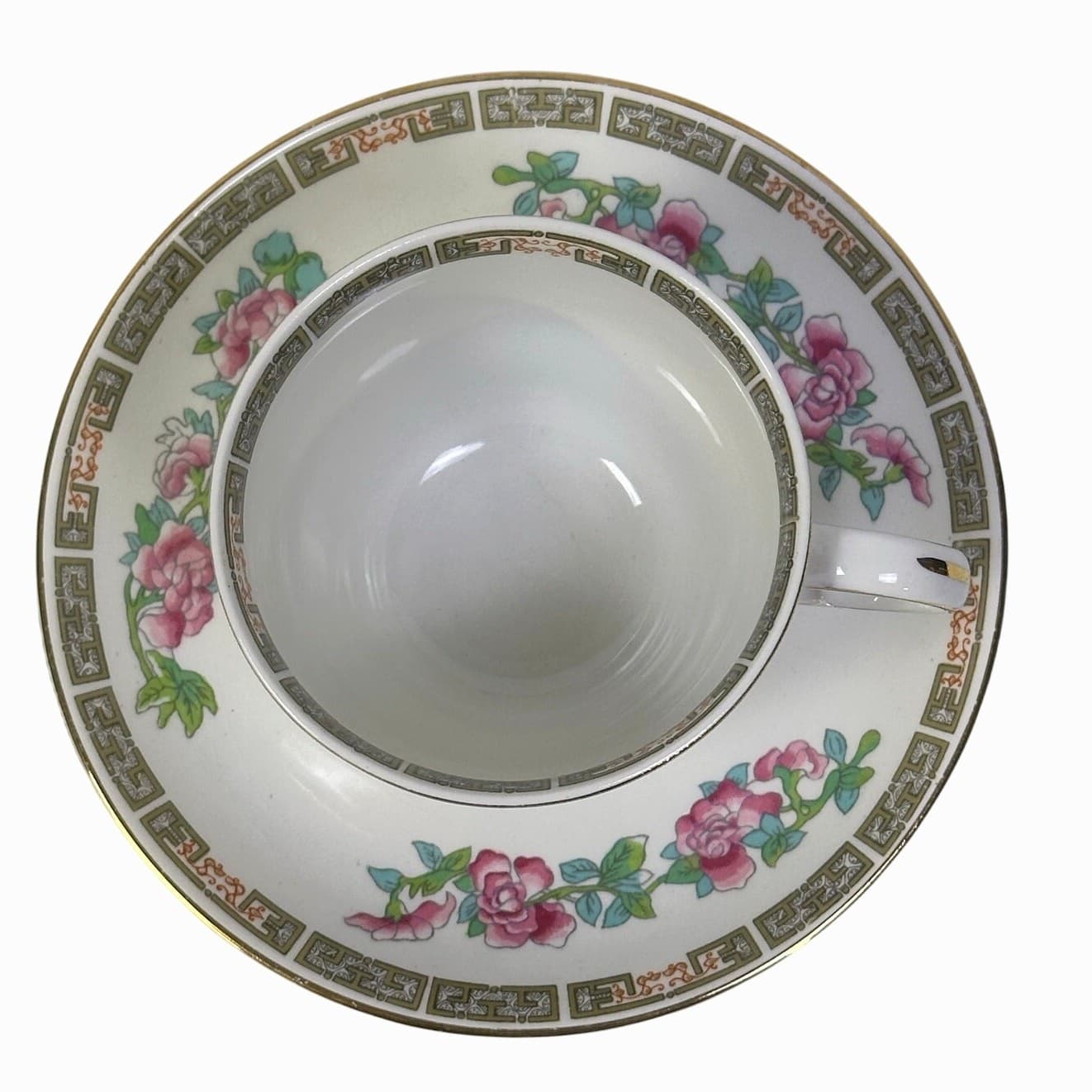John Maddock & Sons LTD England Vintage 40s 'Indian Tree' Flat Coffee Cup/Saucer - Thumbnail 4