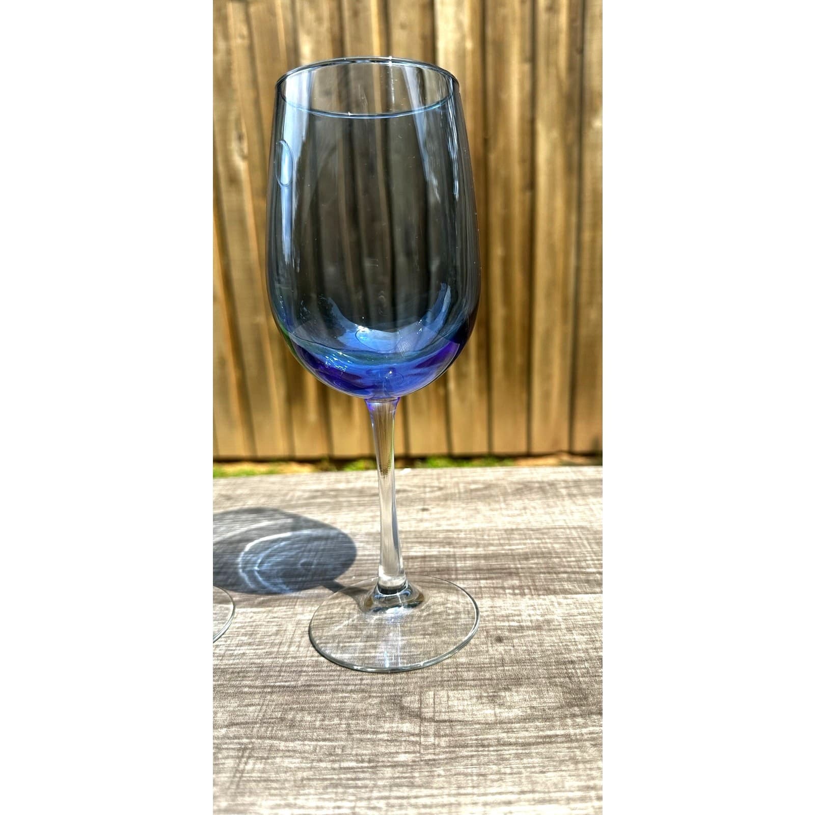 Stunning Vintage Blue Bowl Clear Stem and Base Wine Glasses-Set of 2 - Thumbnail 2