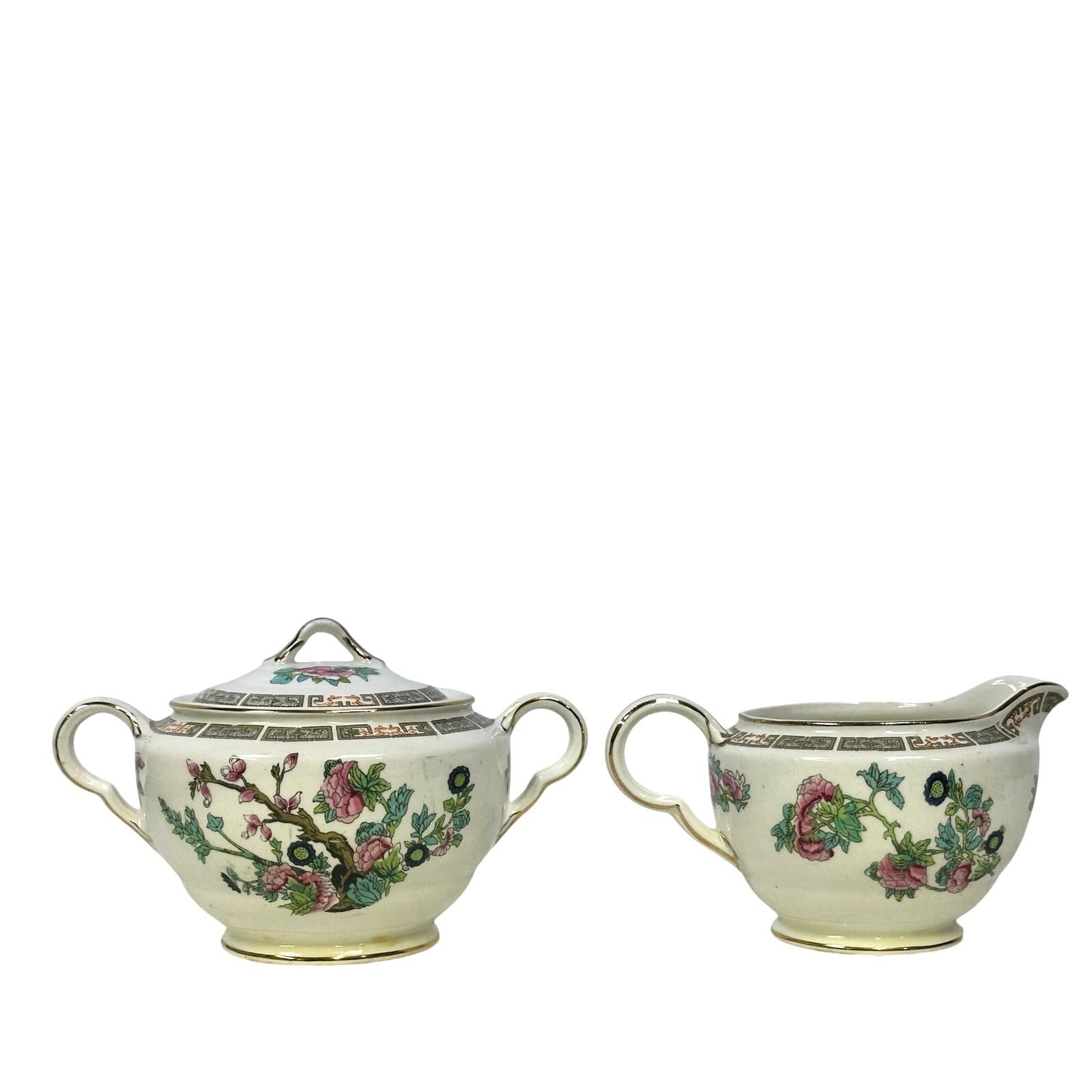 John Maddock & Sons LTD England Vintage 40's 'Indian Tree' Creamer/Sugar Bowl - Thumbnail 3
