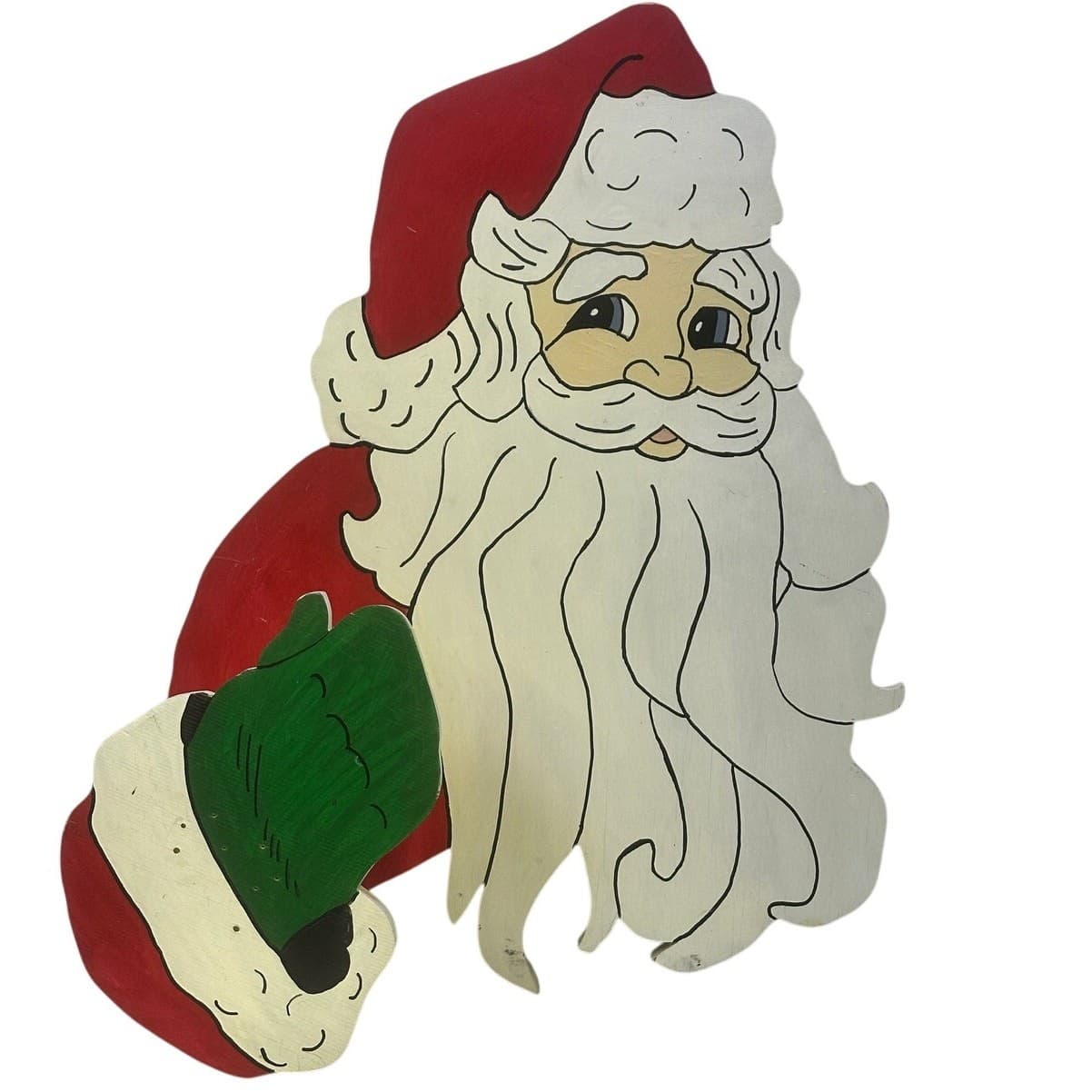 Hand Painted Wood Santa Wreath Holder 21"