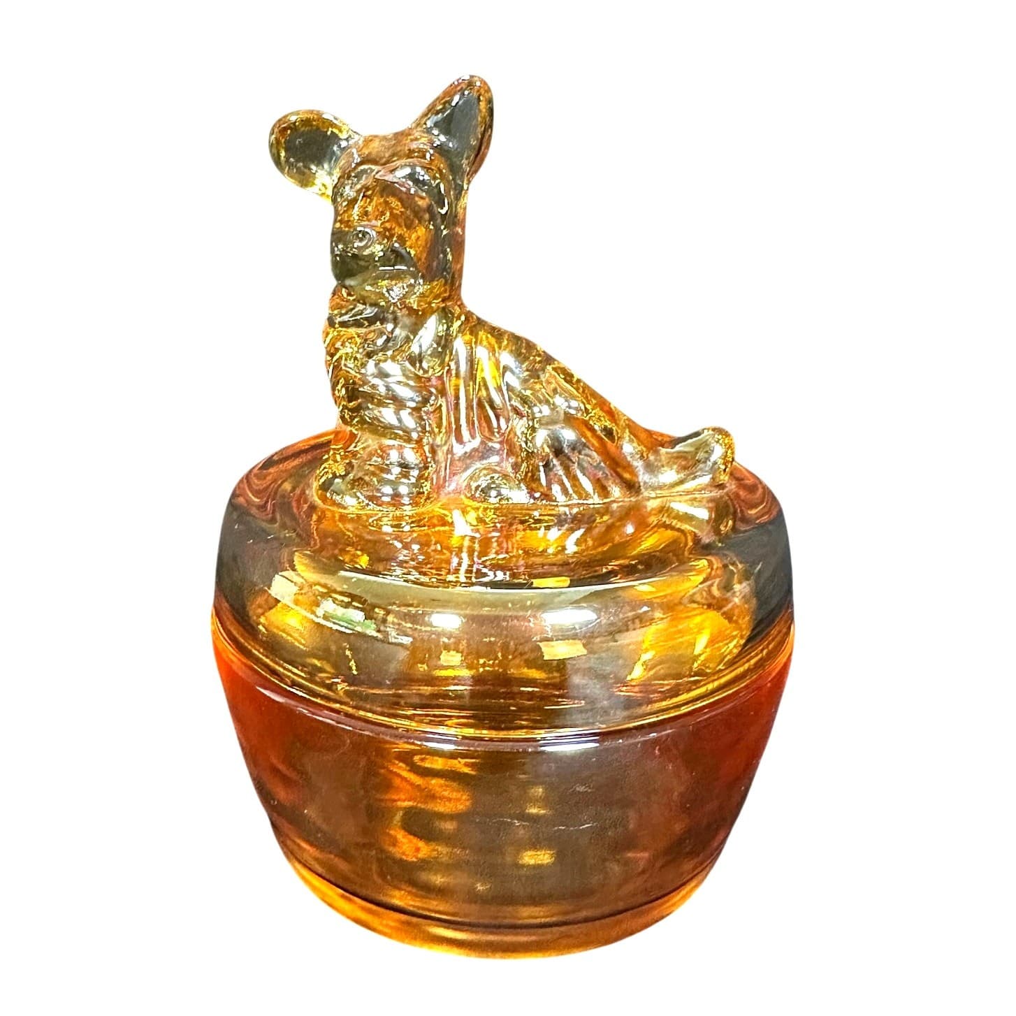 Jeanette Marigold Iridescent 1940s Scottish Terrier Powder Glass Trinket Dish - Thumbnail 2