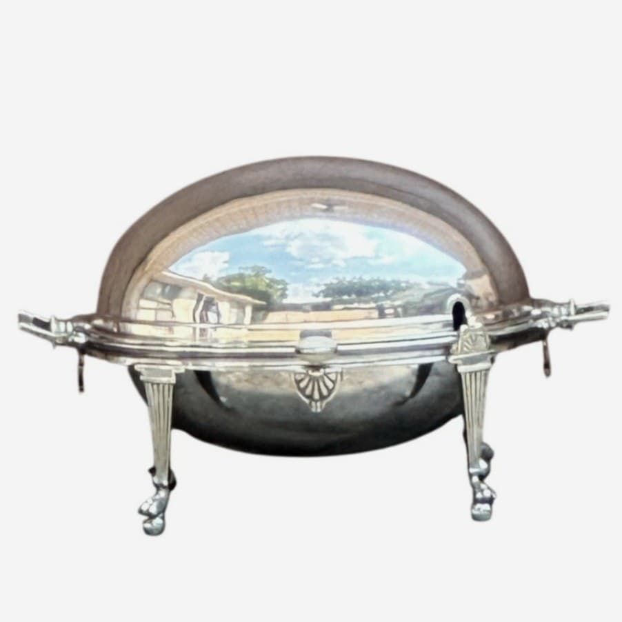 Antique Circa 1880 English Silver Plate Revolving Top Edwardian Food Warmer - Thumbnail 3