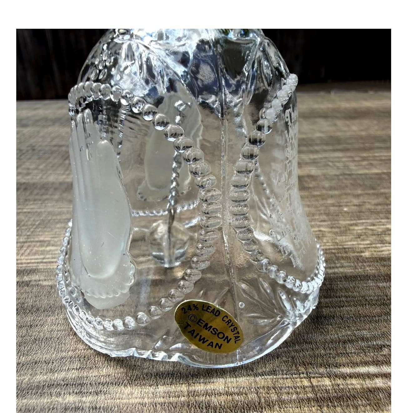 Emson 24% Lead Crystal Praying Hands Bell Psalm 23 Lord Is My Shepherd 5.5" - Thumbnail 2