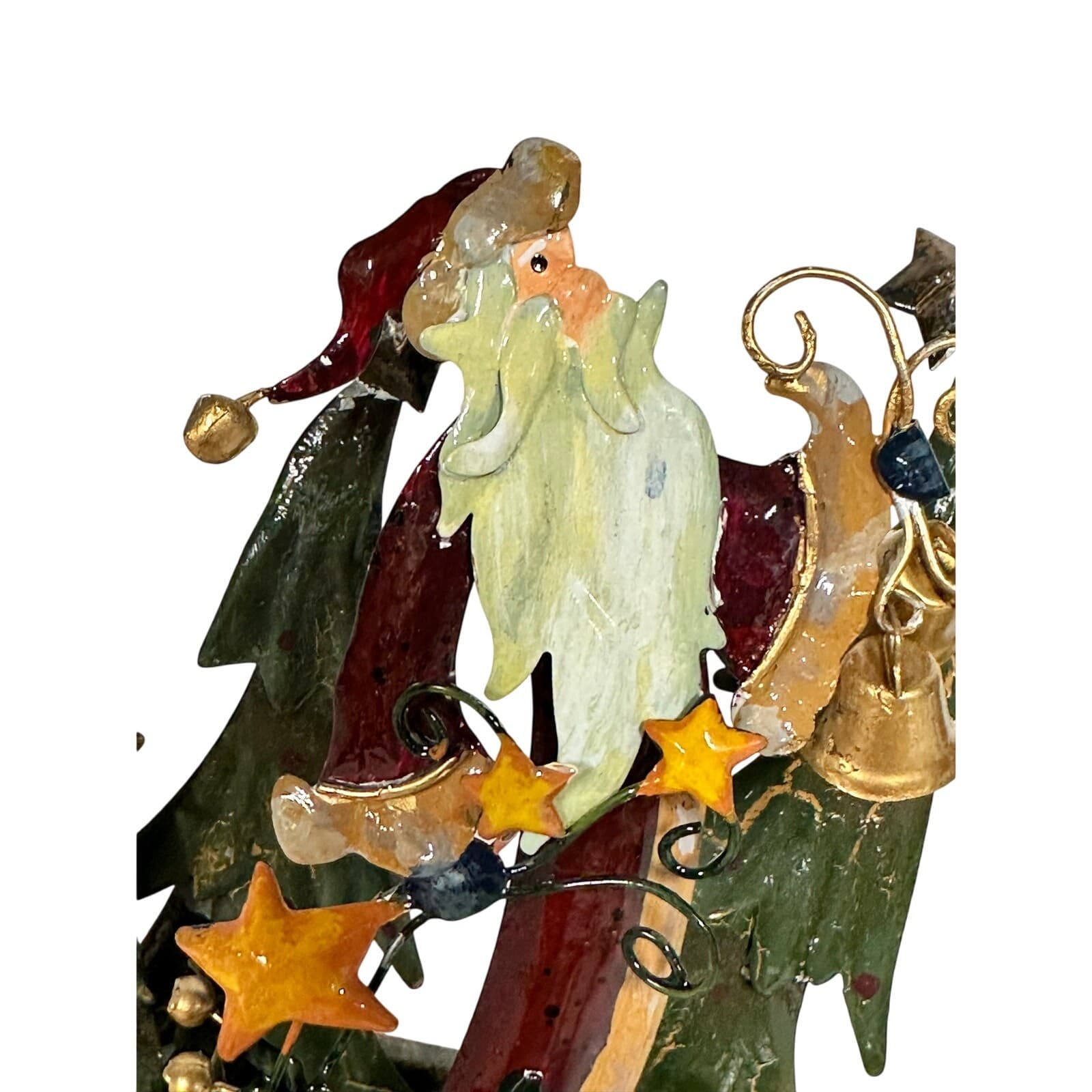 Ganz Santa Christmas Tree Bells Stars Metal Sculpture Stocking Holders-Set of 2 - Thumbnail 9