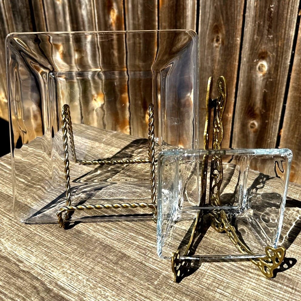 Contemporary Heavy Clear Glass Square Serving Platter & Dipping Bowls-3 PC Set - Thumbnail 6