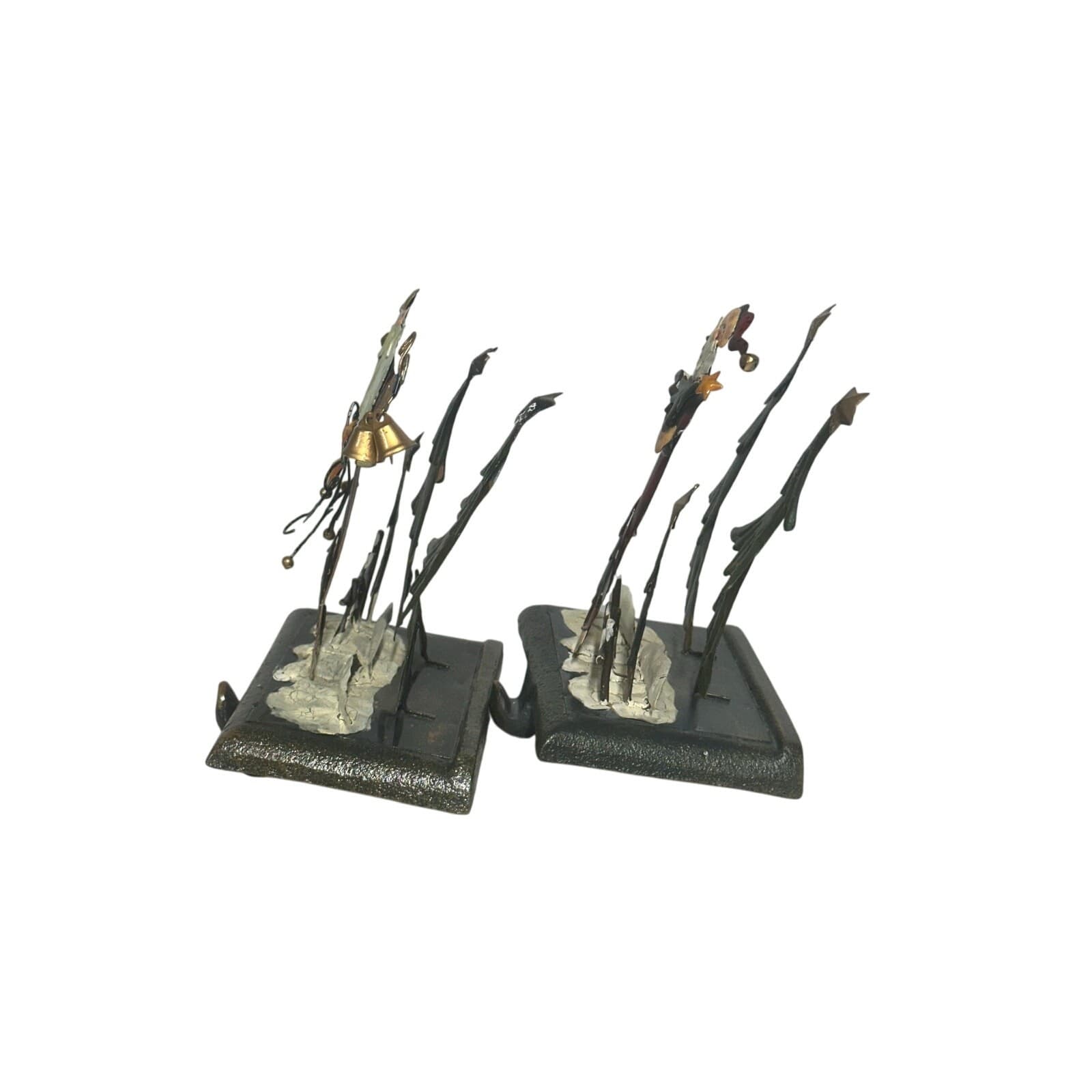 Ganz Santa Christmas Tree Bells Stars Metal Sculpture Stocking Holders-Set of 2 - Thumbnail 4