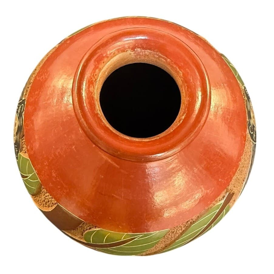 Luis Bracamonte Signed Nicaraguan Art Pottery Monkey Vase Red Clay 6.5" - Thumbnail 10