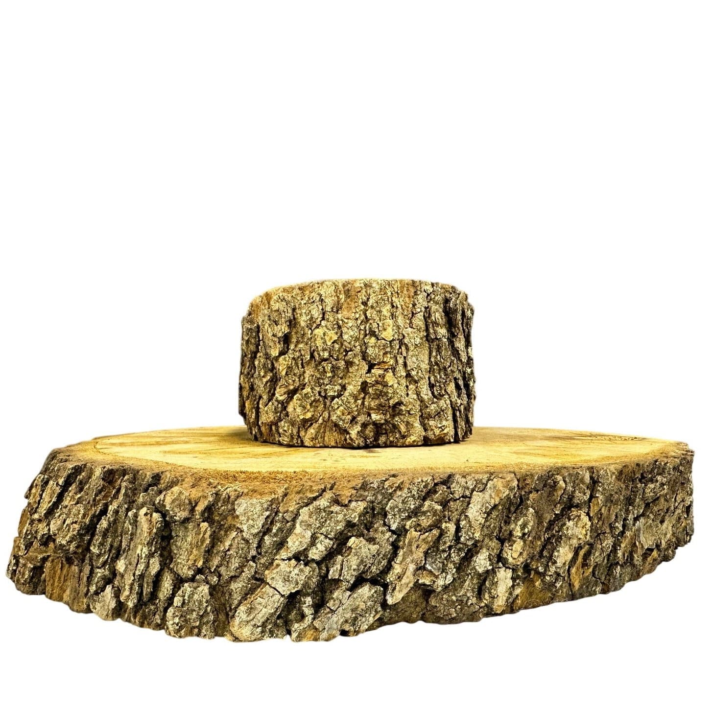 Unique Log Slab Pedestal Natural Wood 4.5" Cake Stand w/Rustic Bark Edge Accent - Thumbnail 8