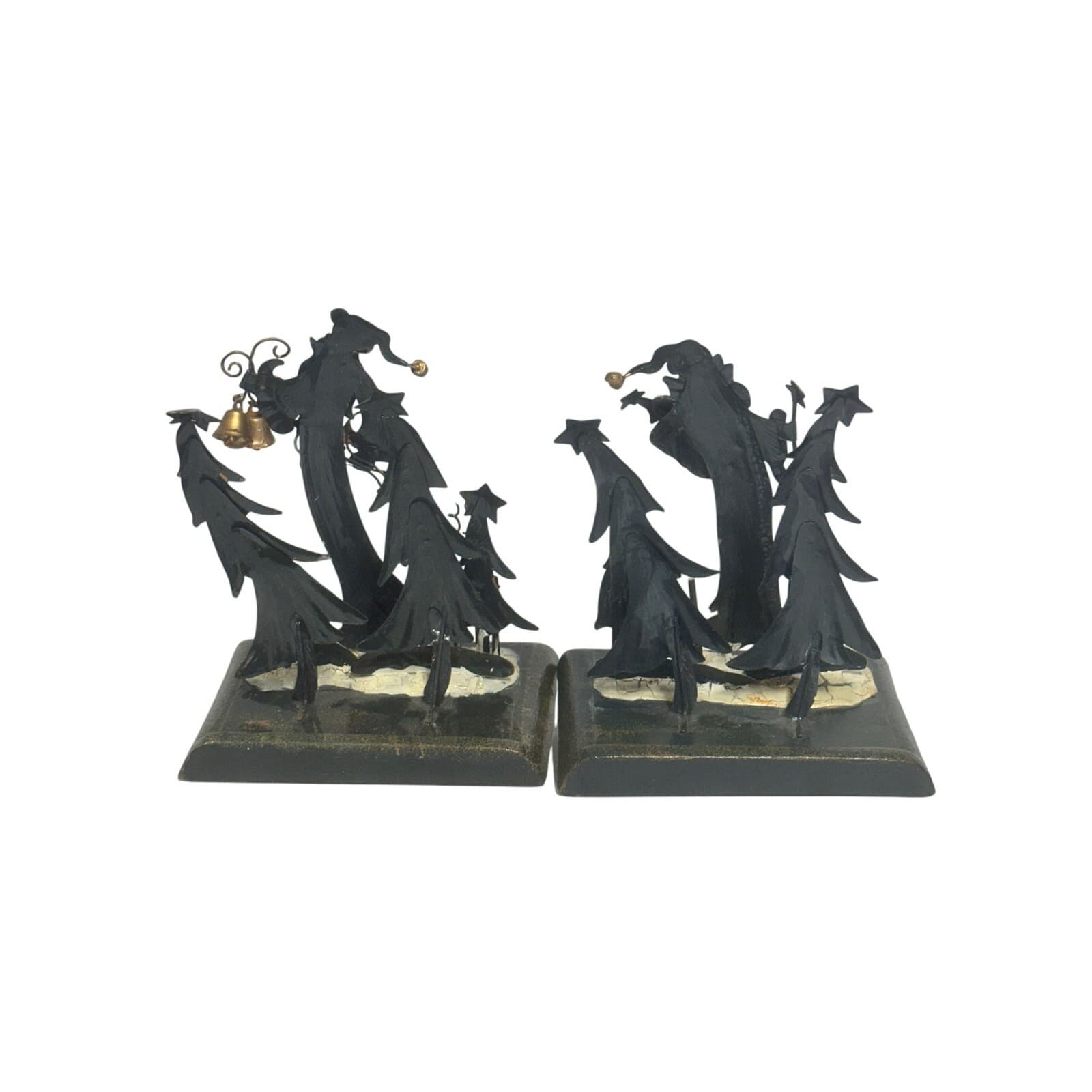 Ganz Santa Christmas Tree Bells Stars Metal Sculpture Stocking Holders-Set of 2 - Thumbnail 5