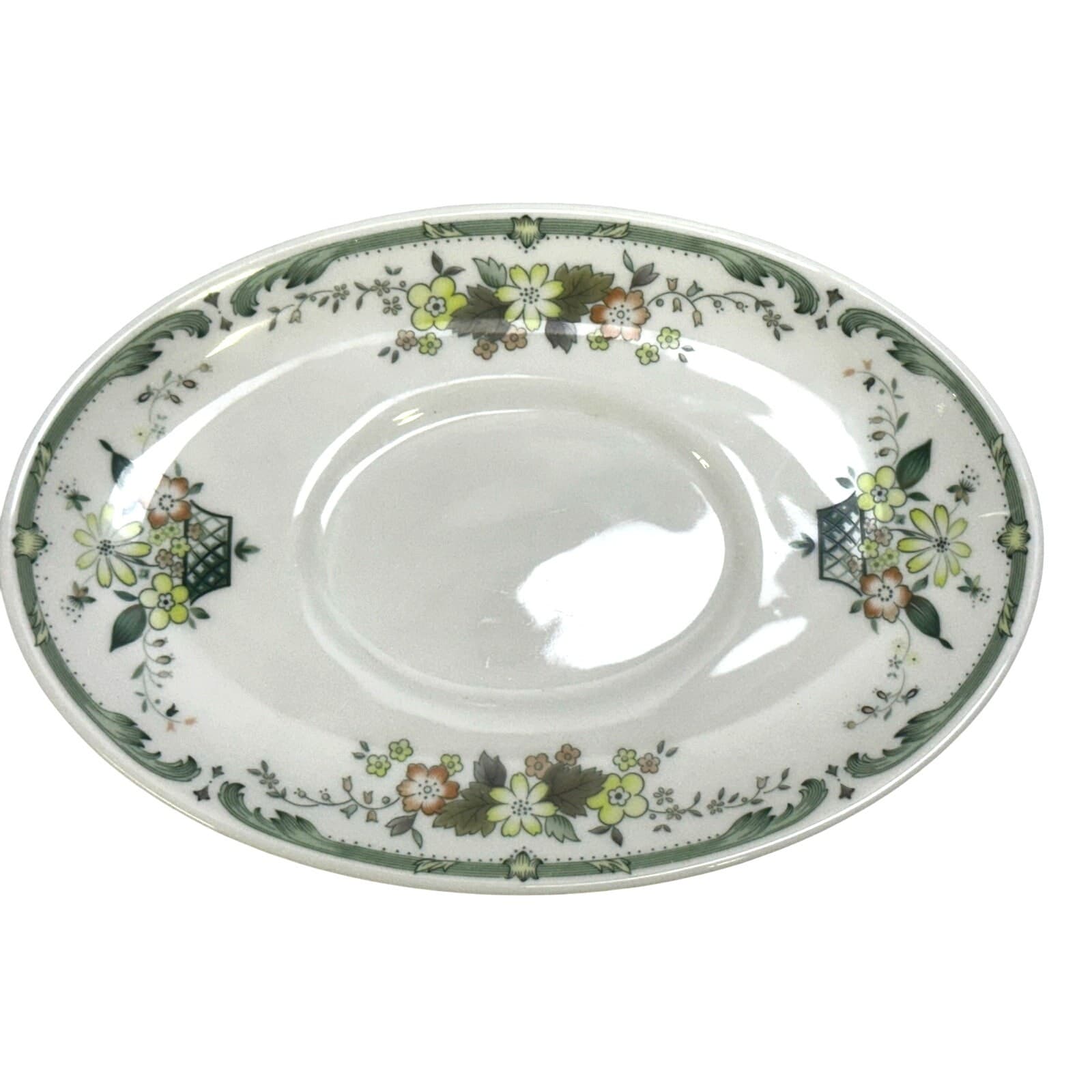Royal Doulton England 'Provencal' Retired 1967-1997 Vintage Gravy Boat/Plate - Thumbnail 3
