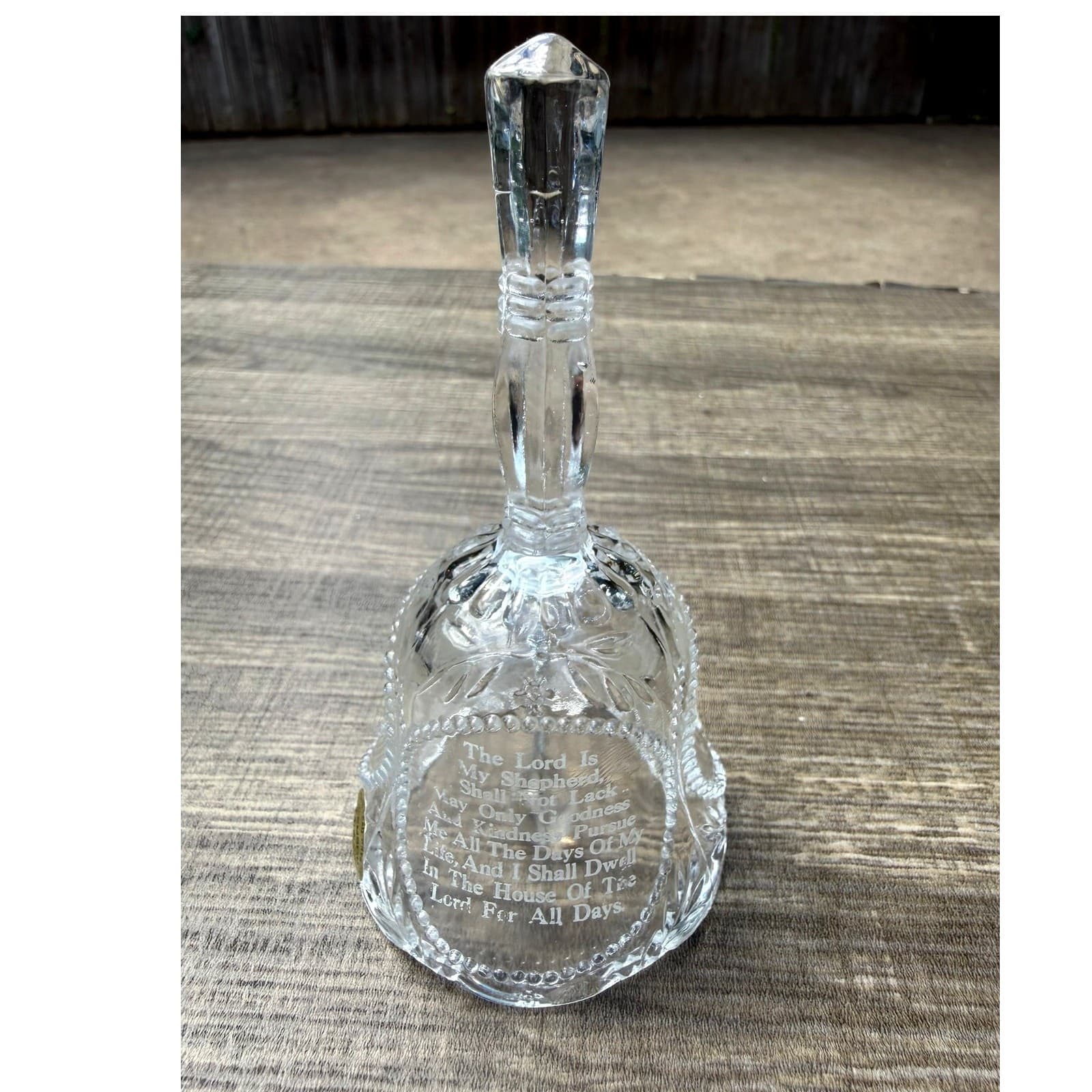 Emson 24% Lead Crystal Praying Hands Bell Psalm 23 Lord Is My Shepherd 5.5" - Thumbnail 4