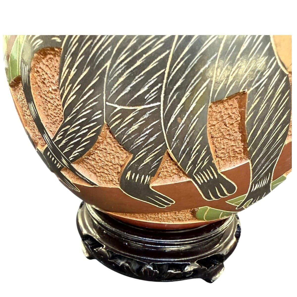 Luis Bracamonte Signed Nicaraguan Art Pottery Monkey Vase Red Clay 6.5" - Thumbnail 3