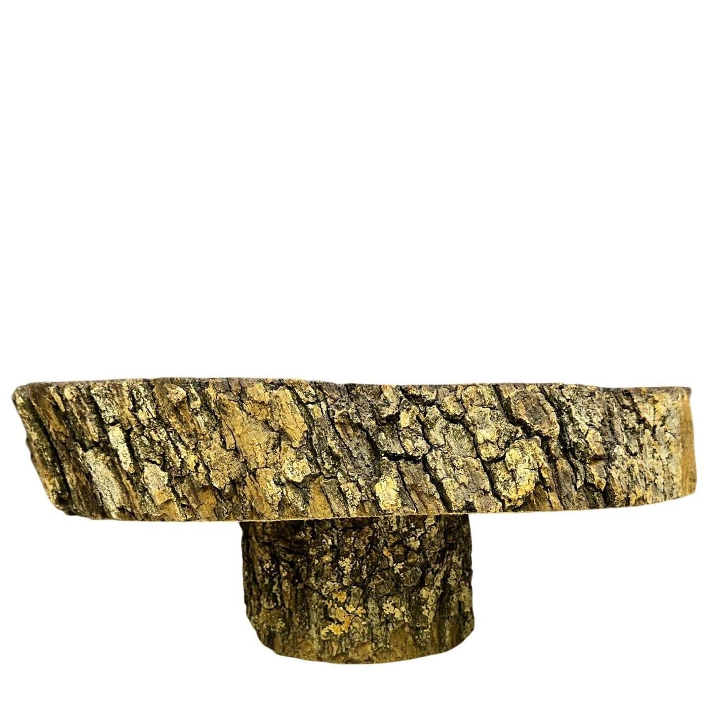 Unique Log Slab Pedestal Natural Wood 4.5" Cake Stand w/Rustic Bark Edge Accent - Thumbnail 2