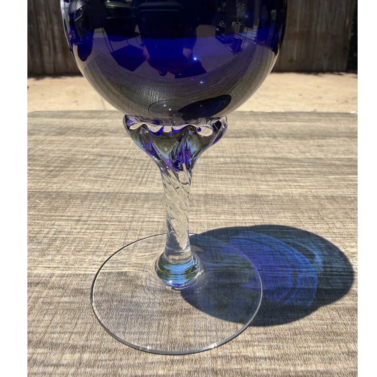 Vintage Sasaki Coronation Cobalt Blue Wine Goblets Twisted Stem Set of 4 - Thumbnail 8