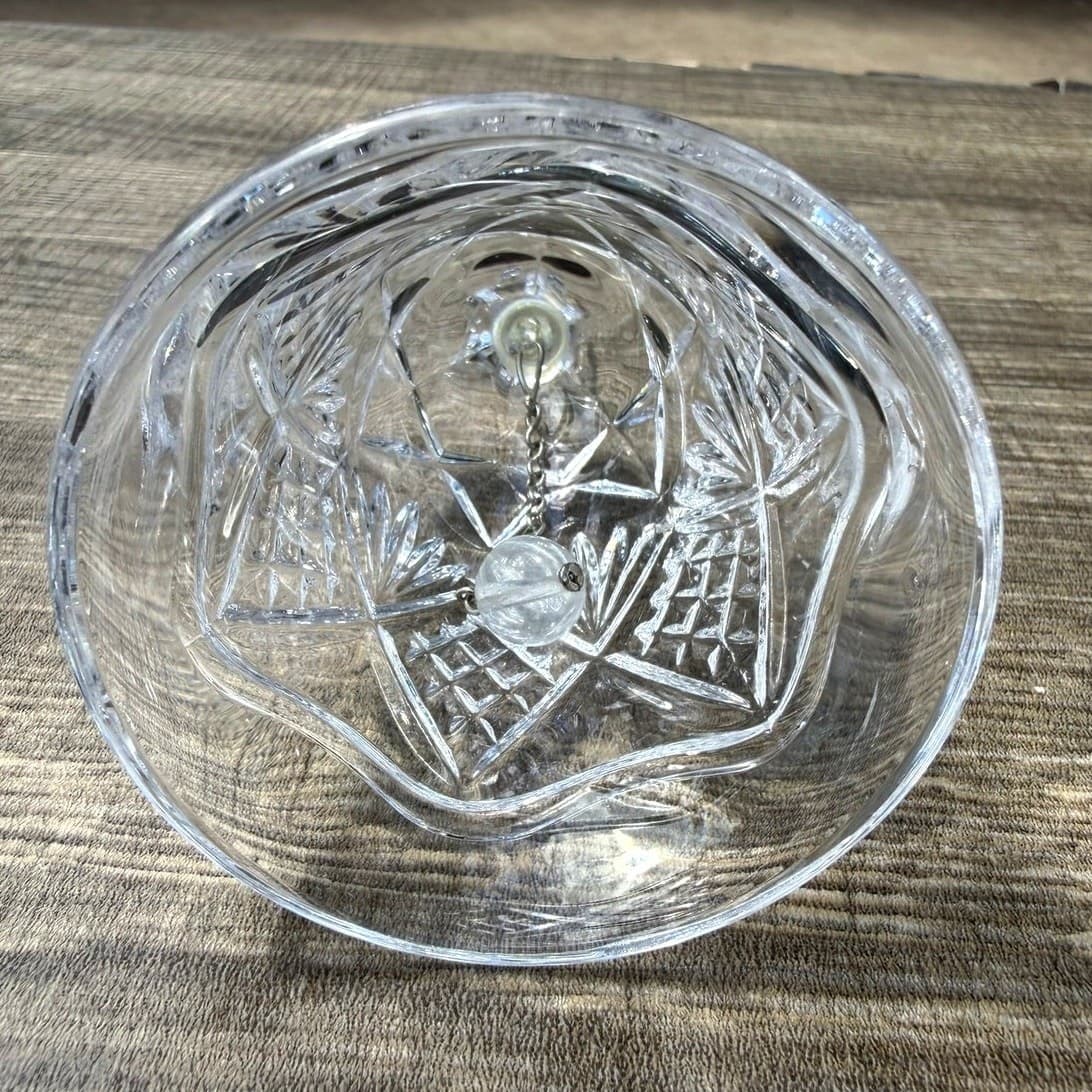 Pressed Crystal Vintage Bell Clear Glass Fan Diamond Pattern 5.75" Tall - Thumbnail 2
